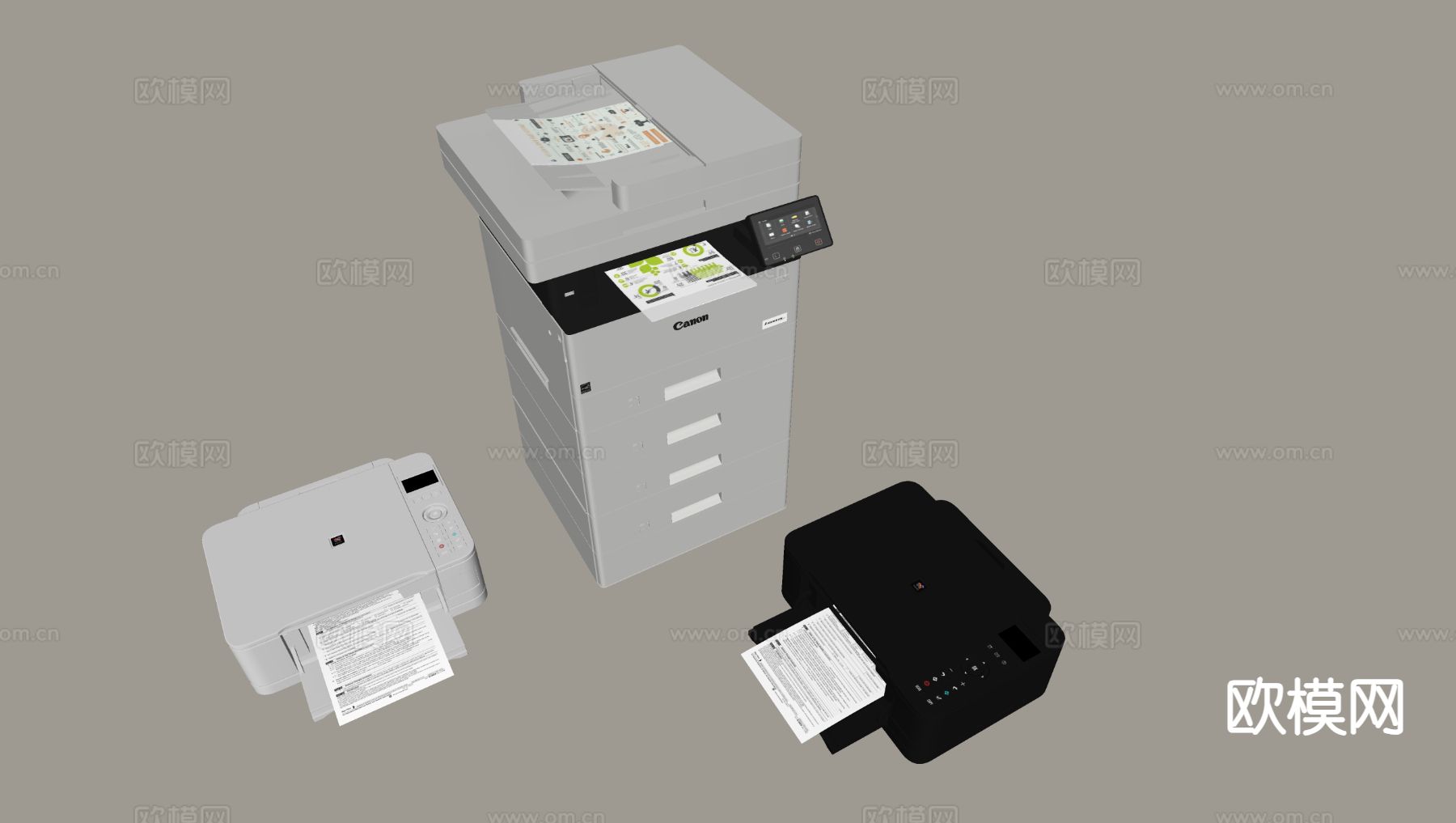 智能打印机 复印机 扫描仪su模型下载（渲染图1）