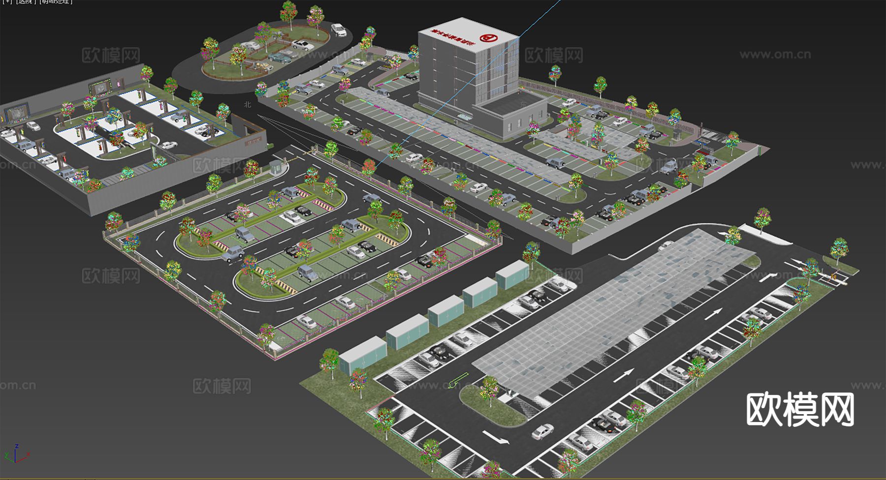 现代停车场 户外停车场3d模型下载（渲染图2）