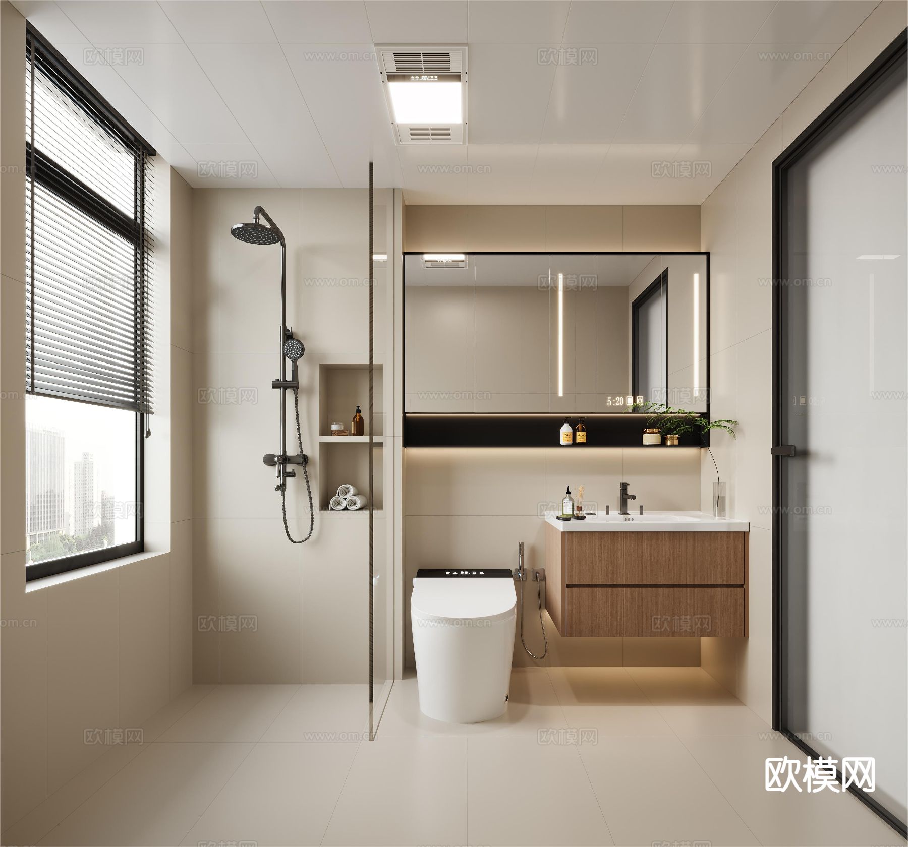 现代卫生间 浴室 洗手间3d模型下载