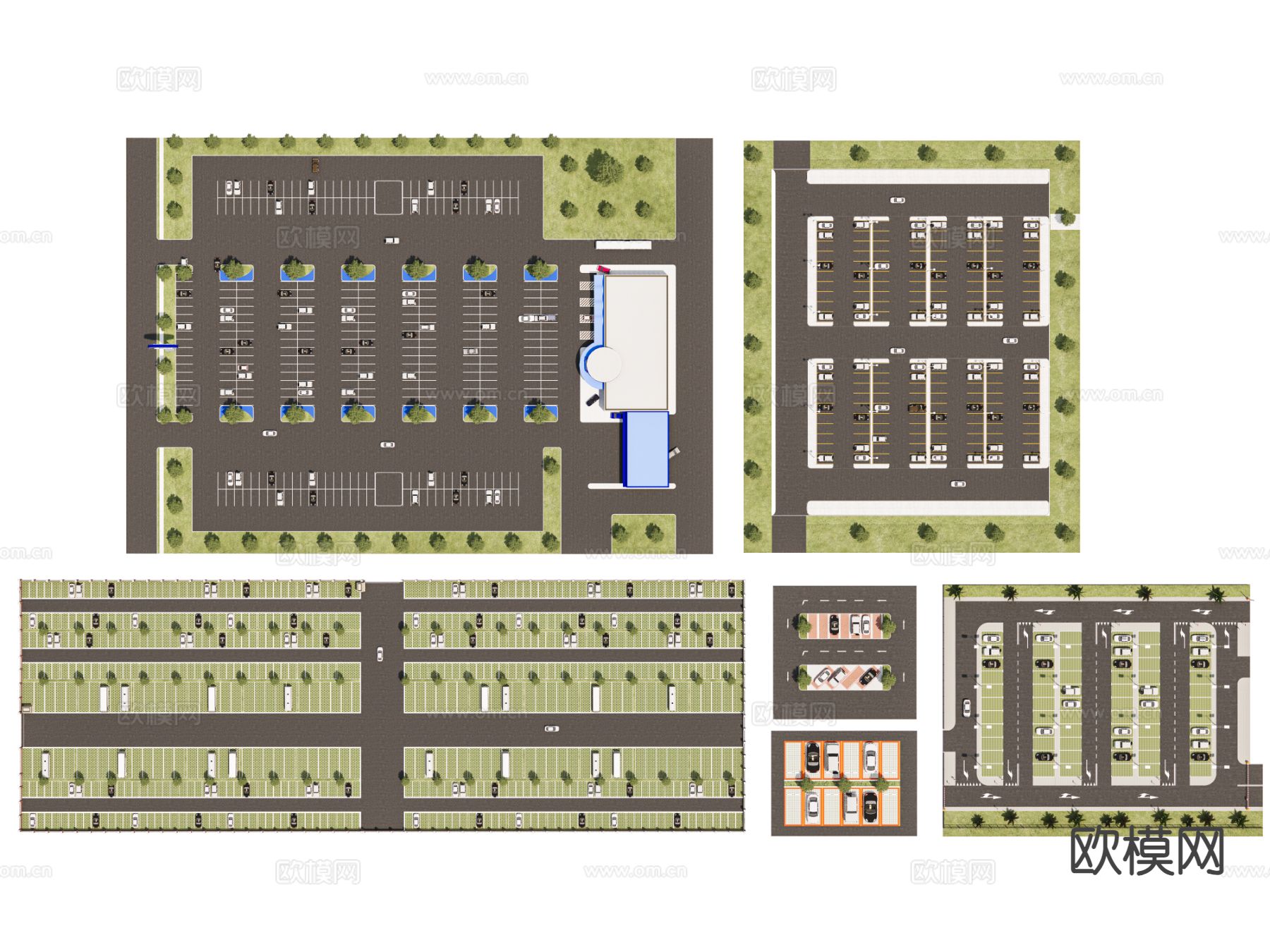现代停车场 户外停车场3d模型下载