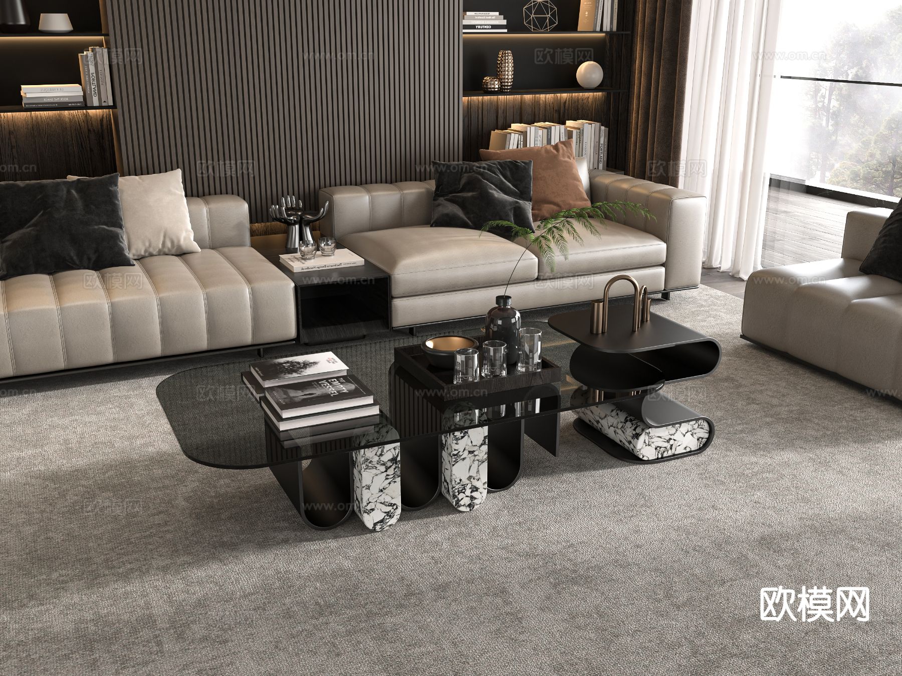 意式茶几su模型下载（渲染图2）