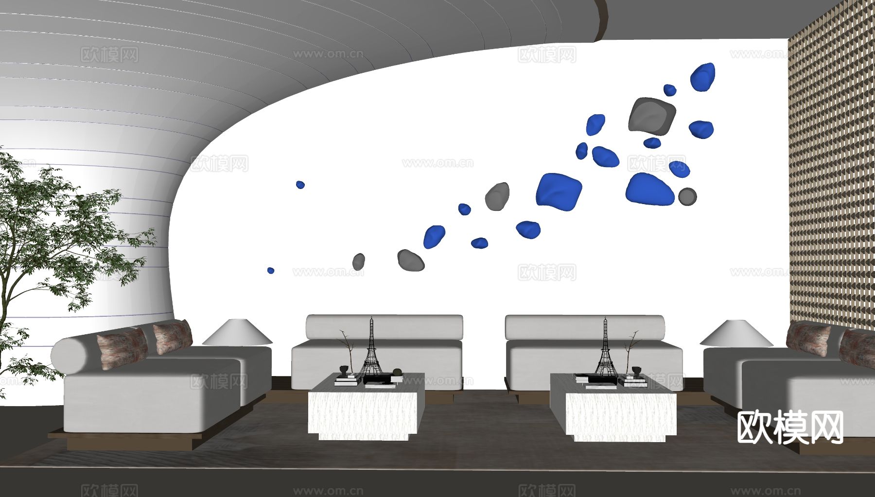 美容院休闲区su模型下载（渲染图1）