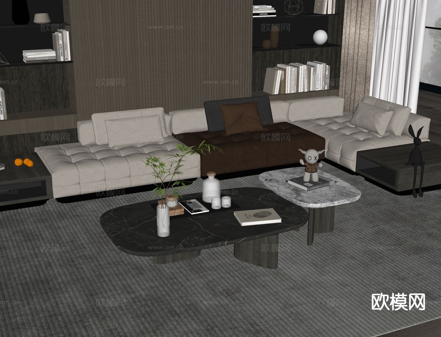 意式子母茶几su模型下载（渲染图1）