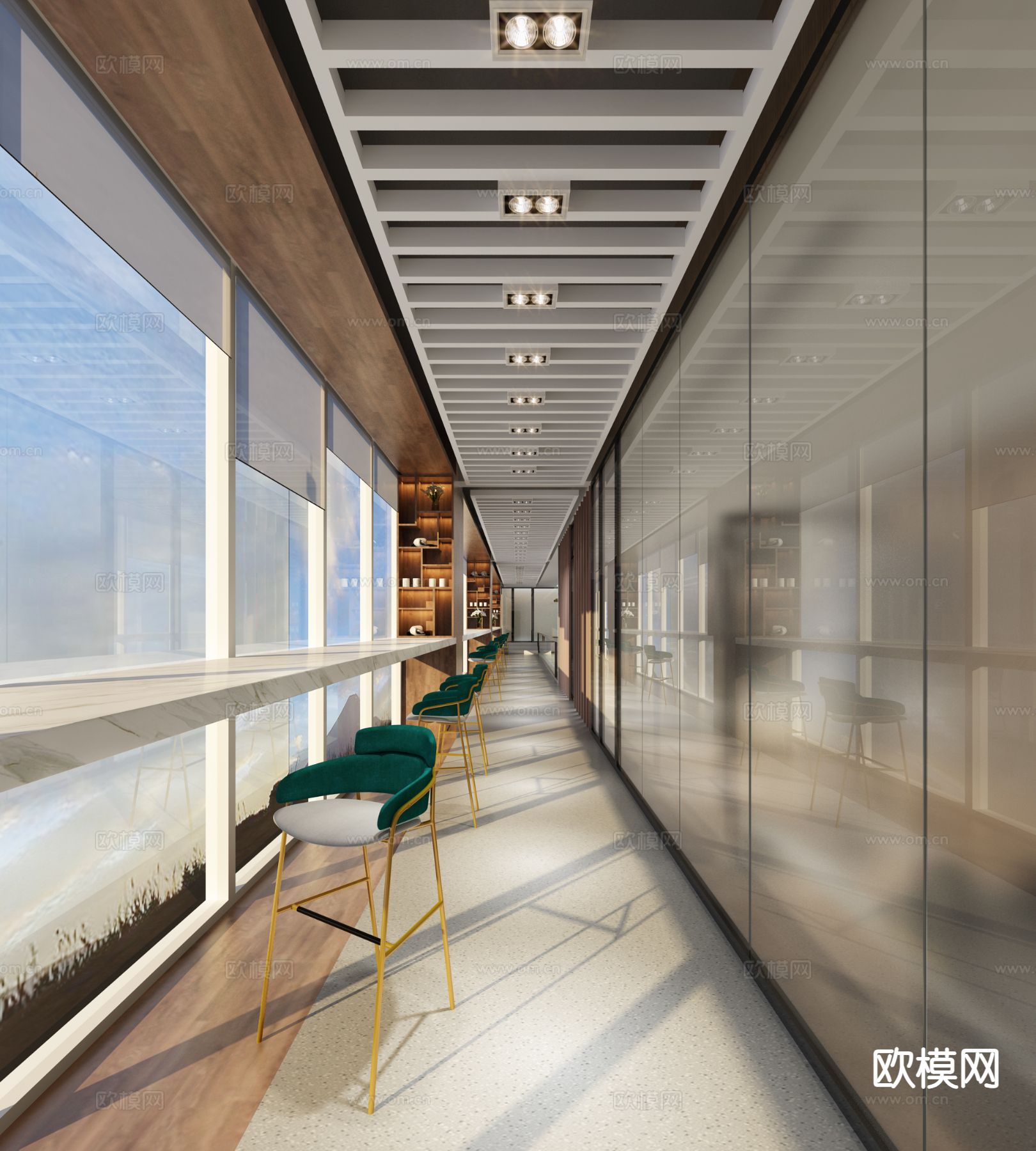 现代健身房 拳击区3d模型下载（渲染图3）