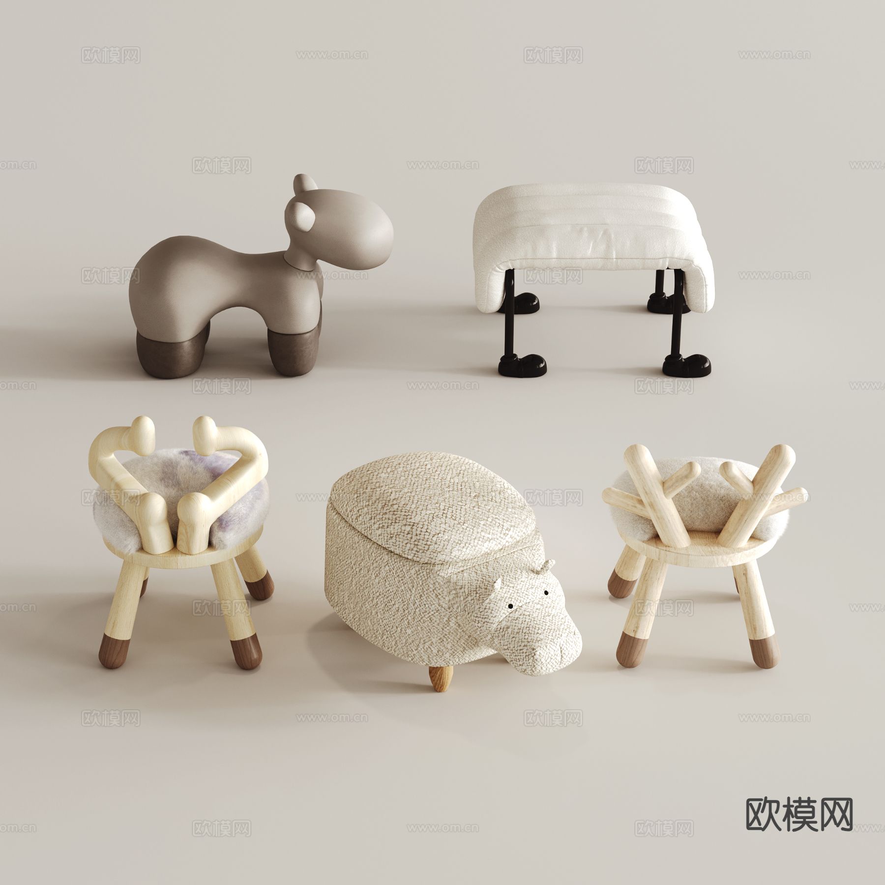 现代儿童凳 沙发凳 木马3d模型下载