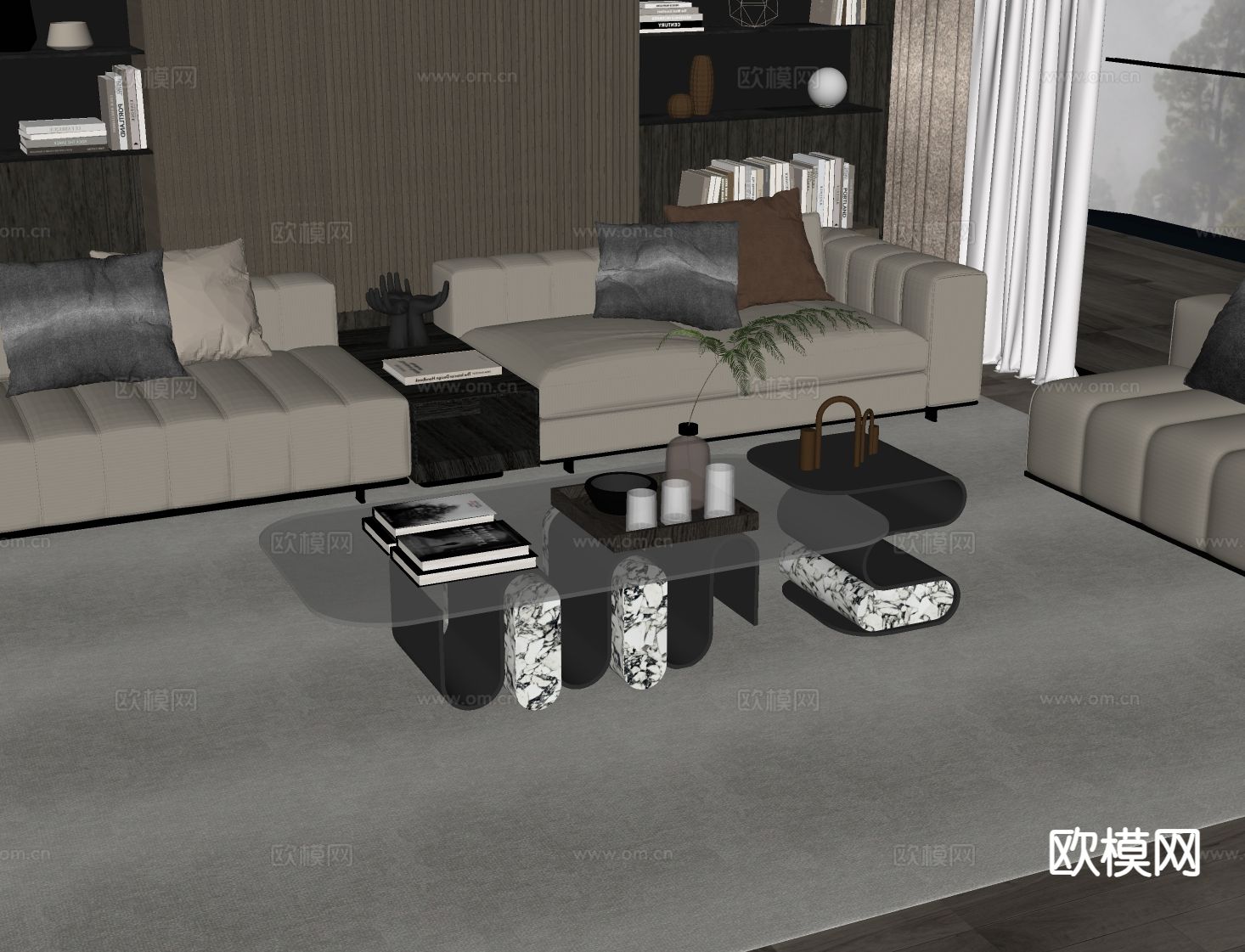 意式茶几su模型下载（渲染图1）