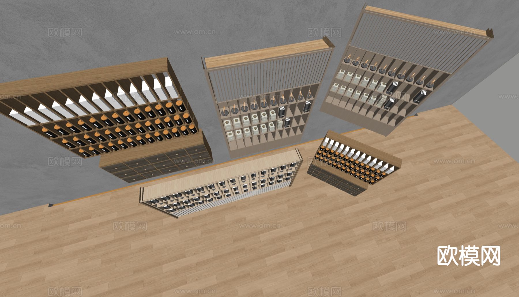 新中式茶柜 茶叶柜su模型下载（渲染图1）