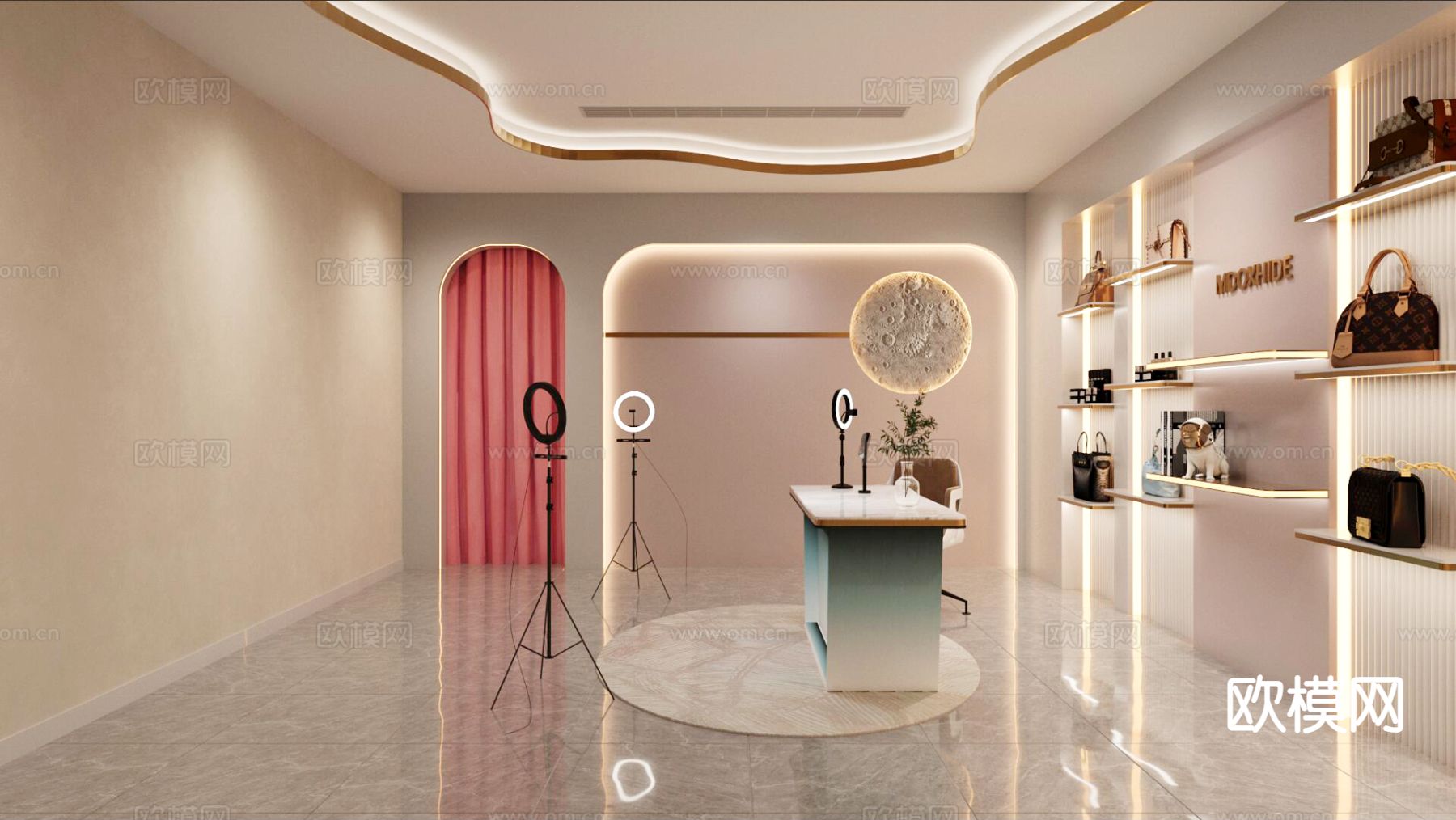 现代名包直播间3d模型下载