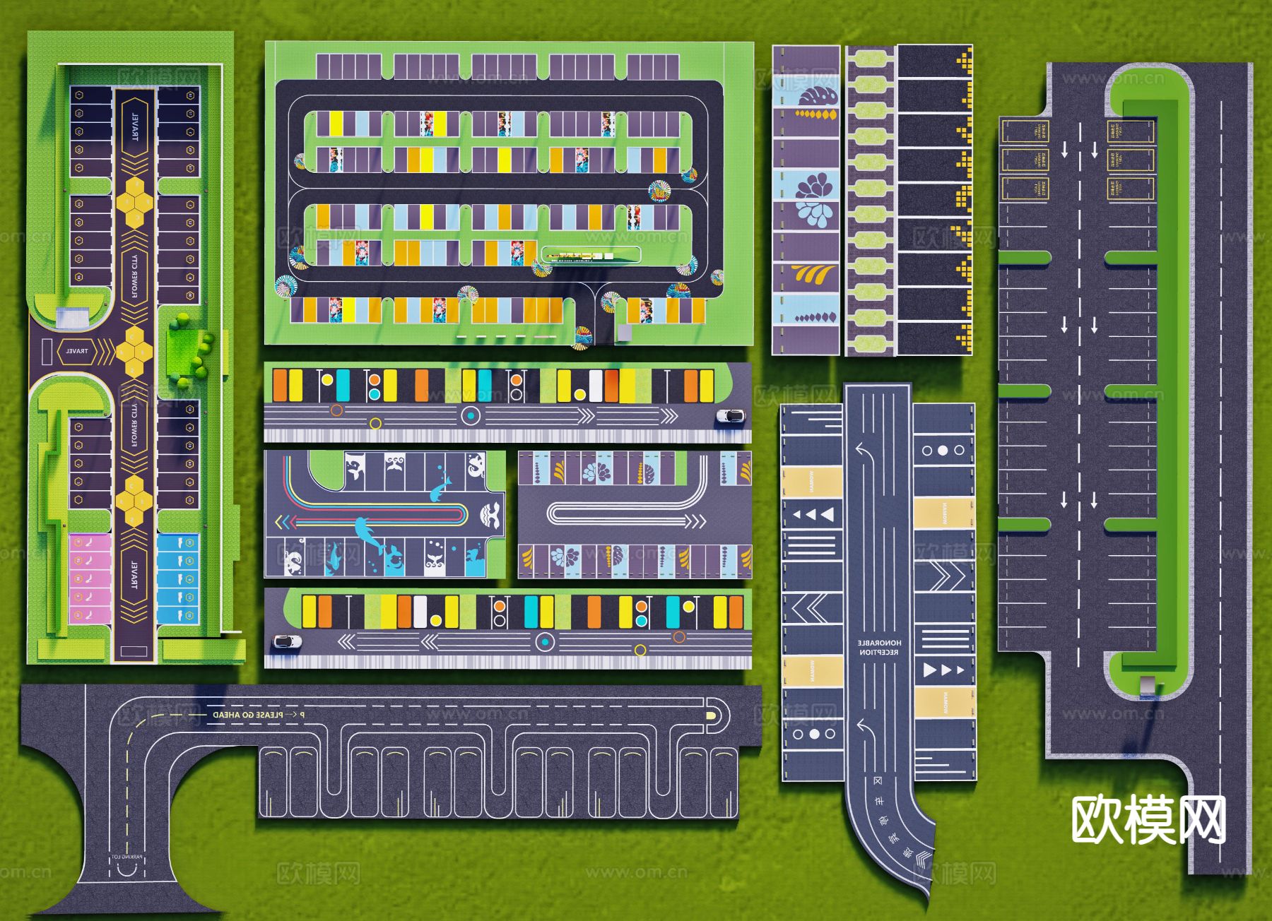 现代停车场3d模型下载