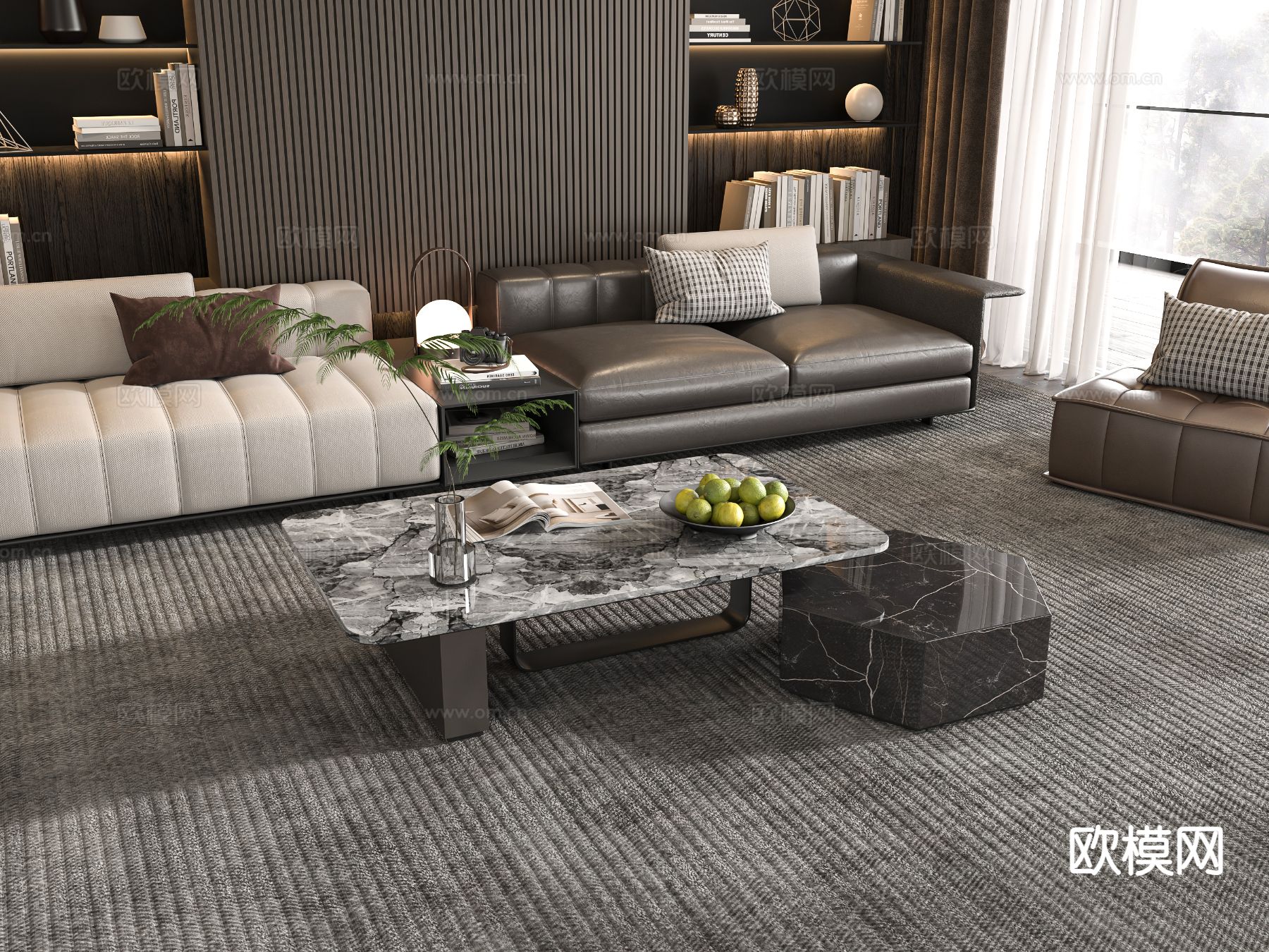 意式子母茶几su模型下载（渲染图2）