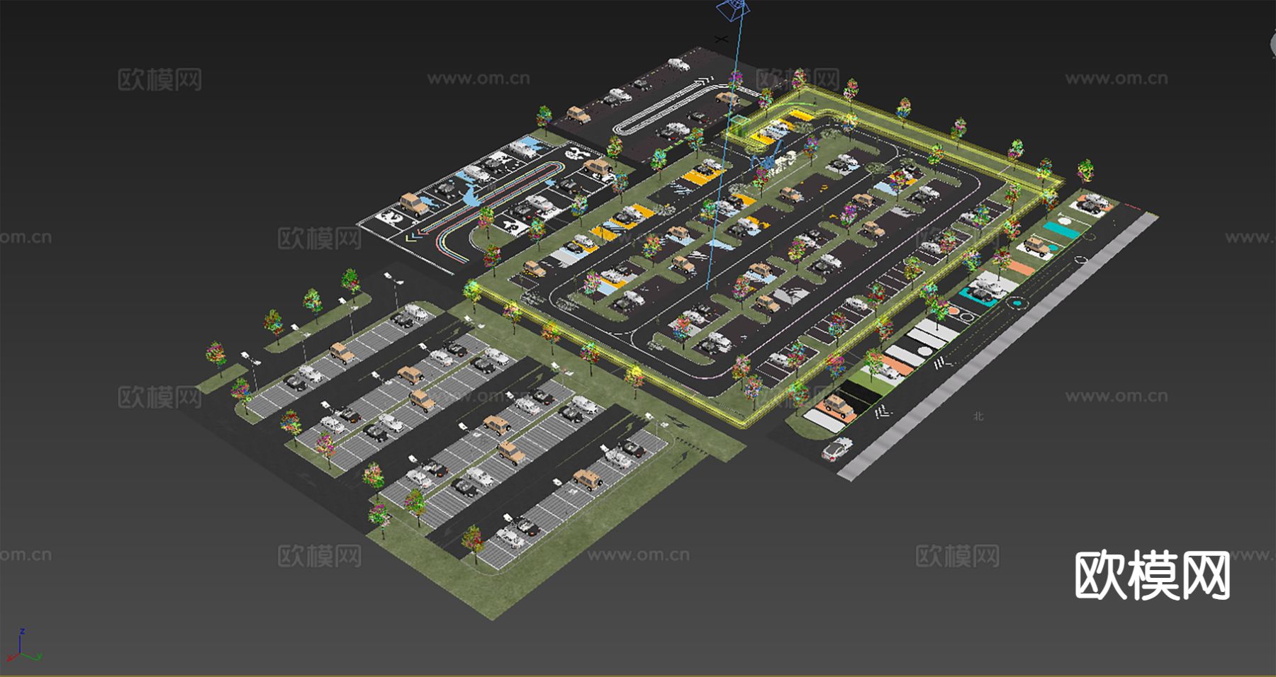 现代停车场 户外停车场3d模型下载（渲染图2）