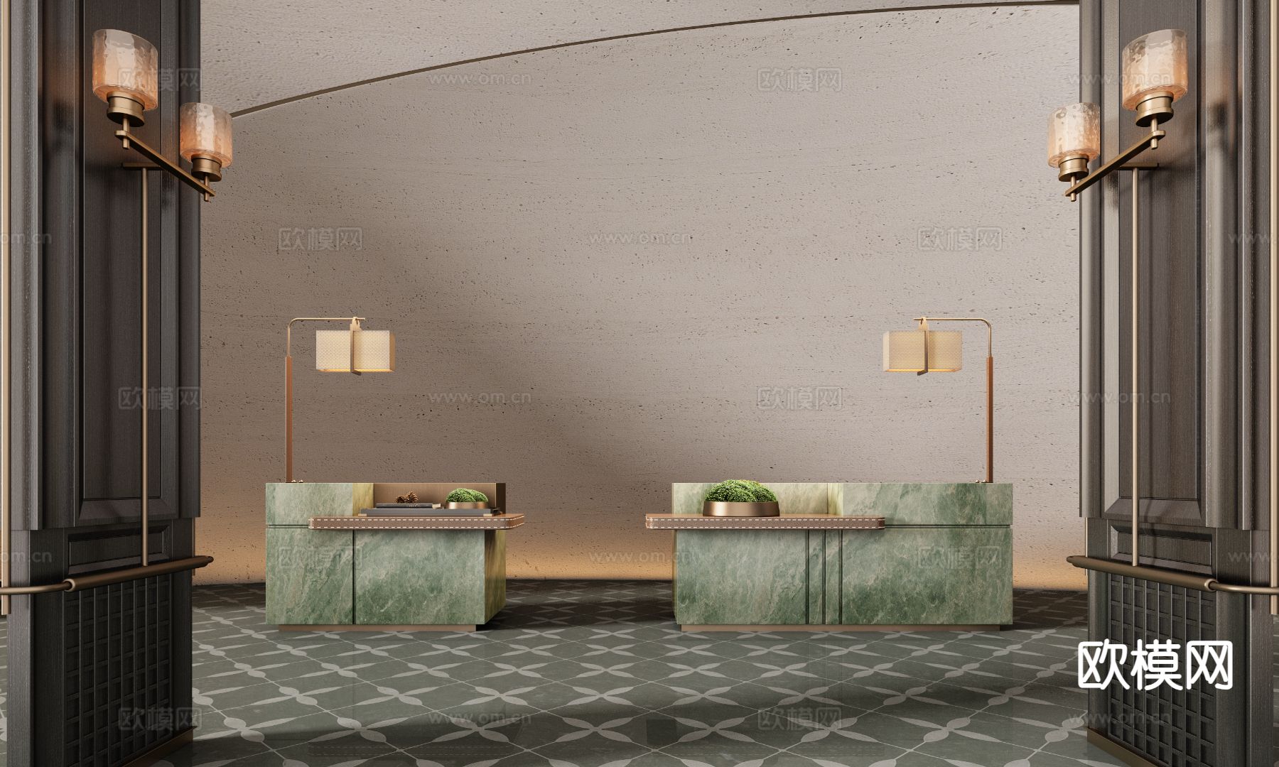 现代前台 接待台 服务台3d模型下载