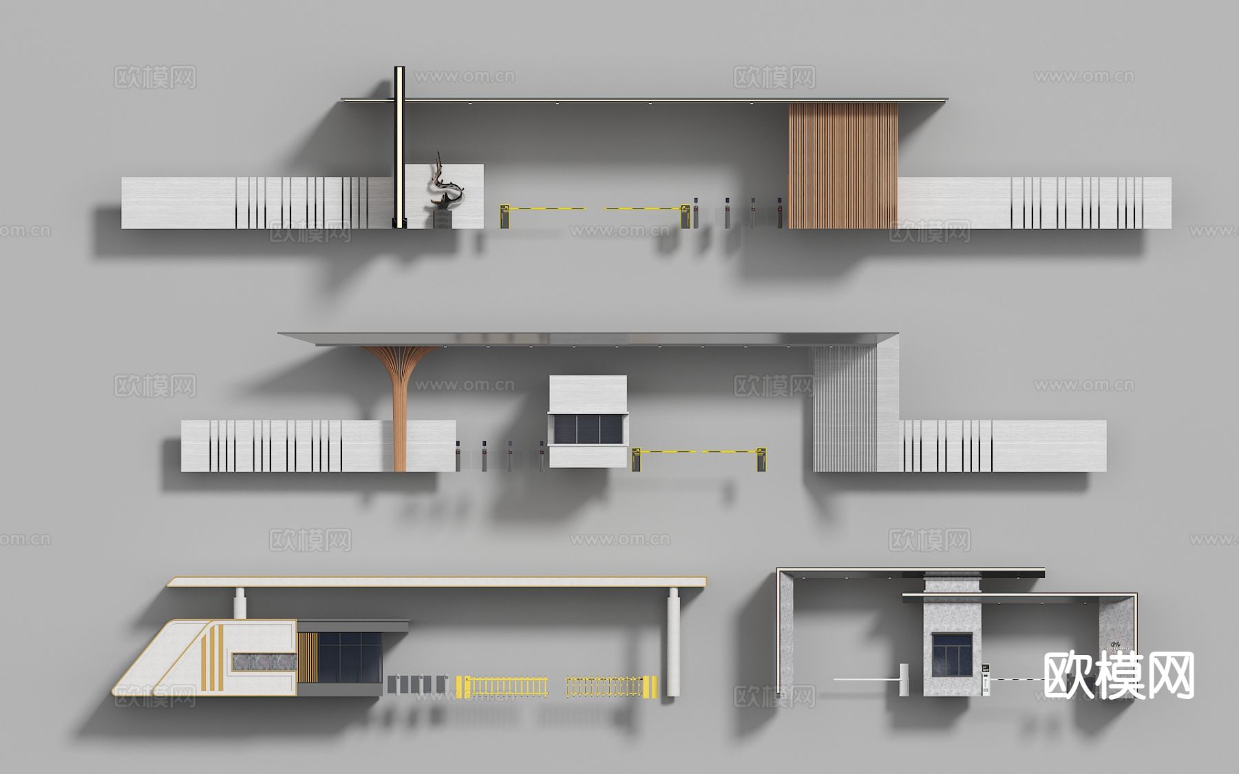 现代住宅大门3d模型下载