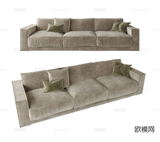 Minotti 三人沙发 绒布沙发3d模型下载