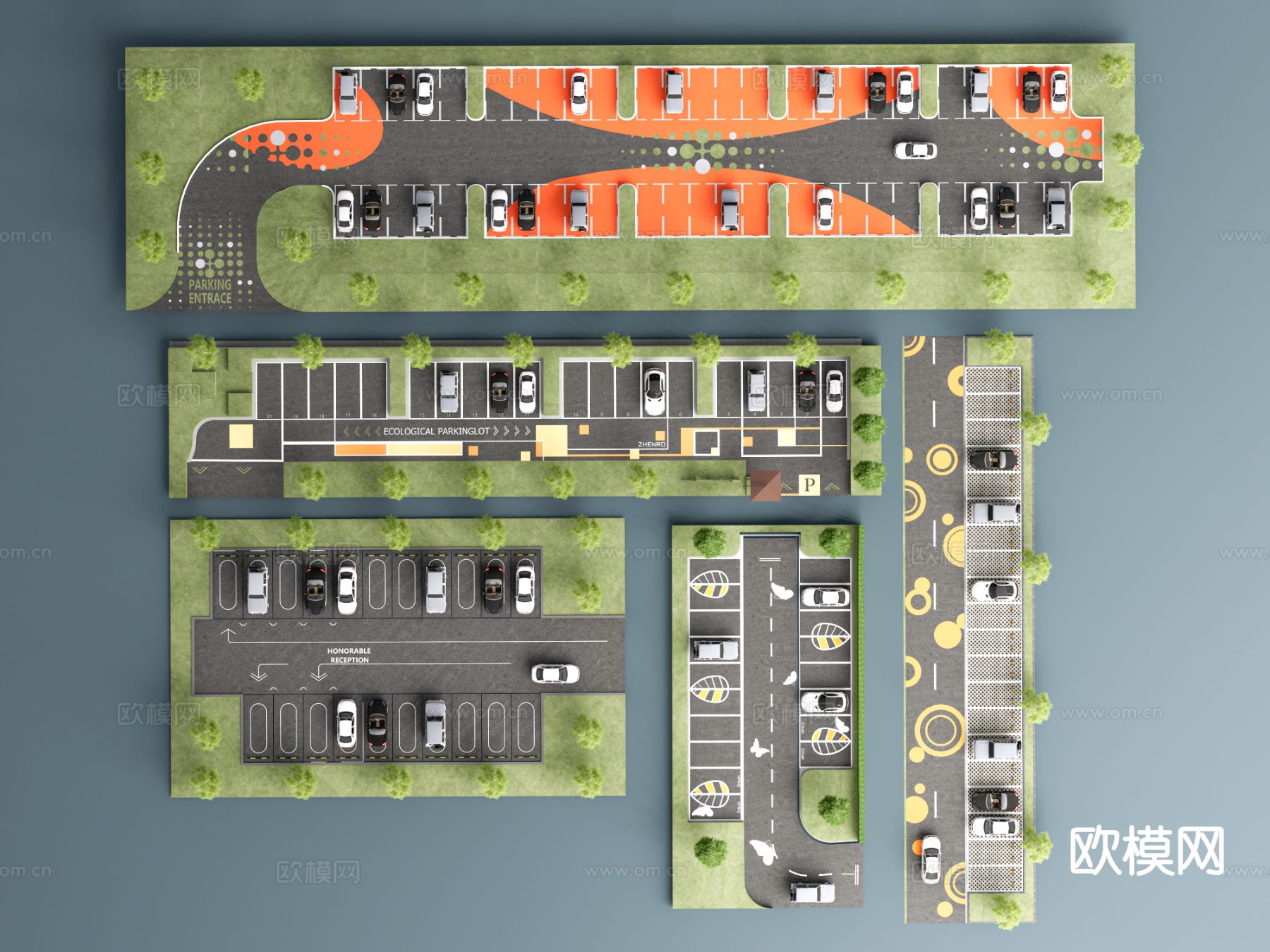 现代停车场 户外停车场3d模型下载
