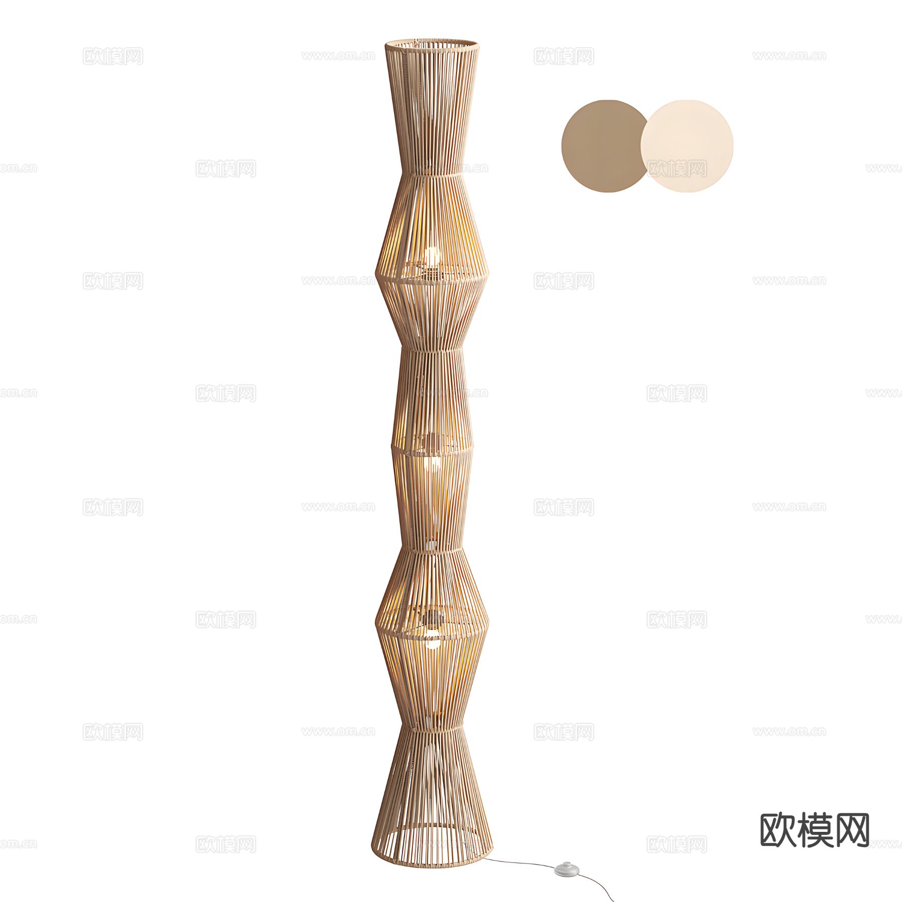 侘寂风落地灯 编制落地灯3d模型下载（渲染图2）