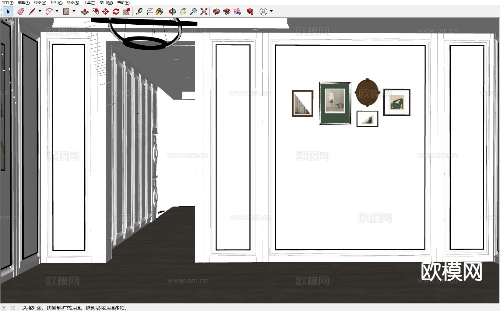 美式玄关画 过道挂画su模型下载（渲染图1）