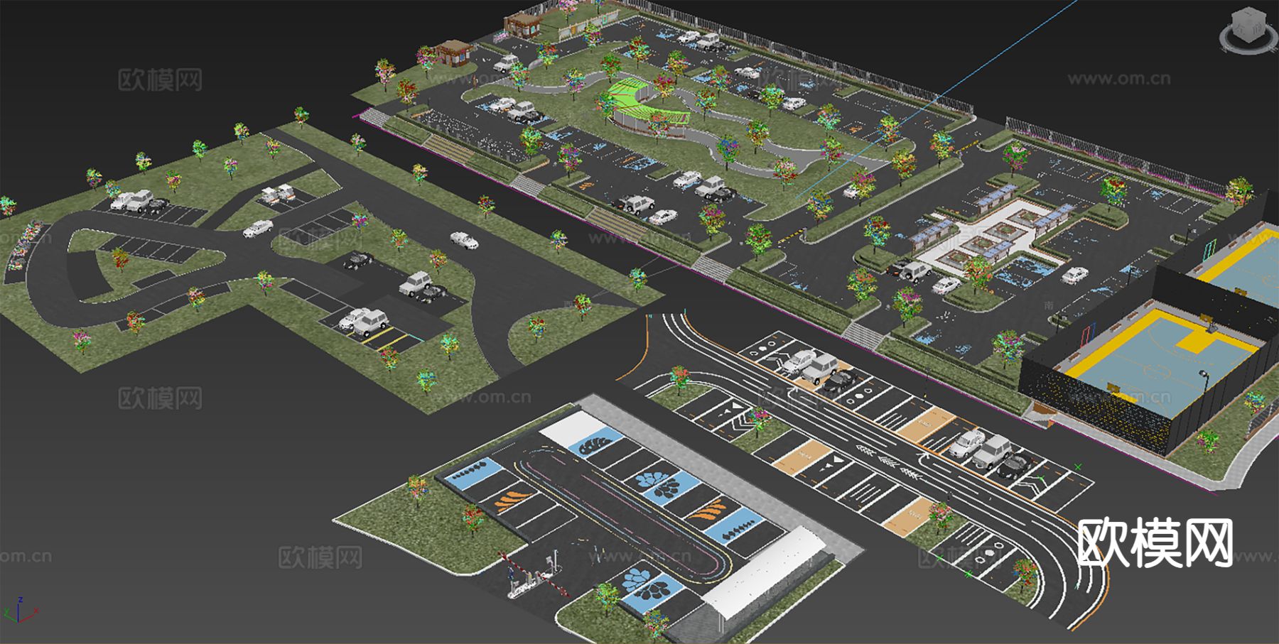 现代停车场 户外停车场3d模型下载（渲染图2）