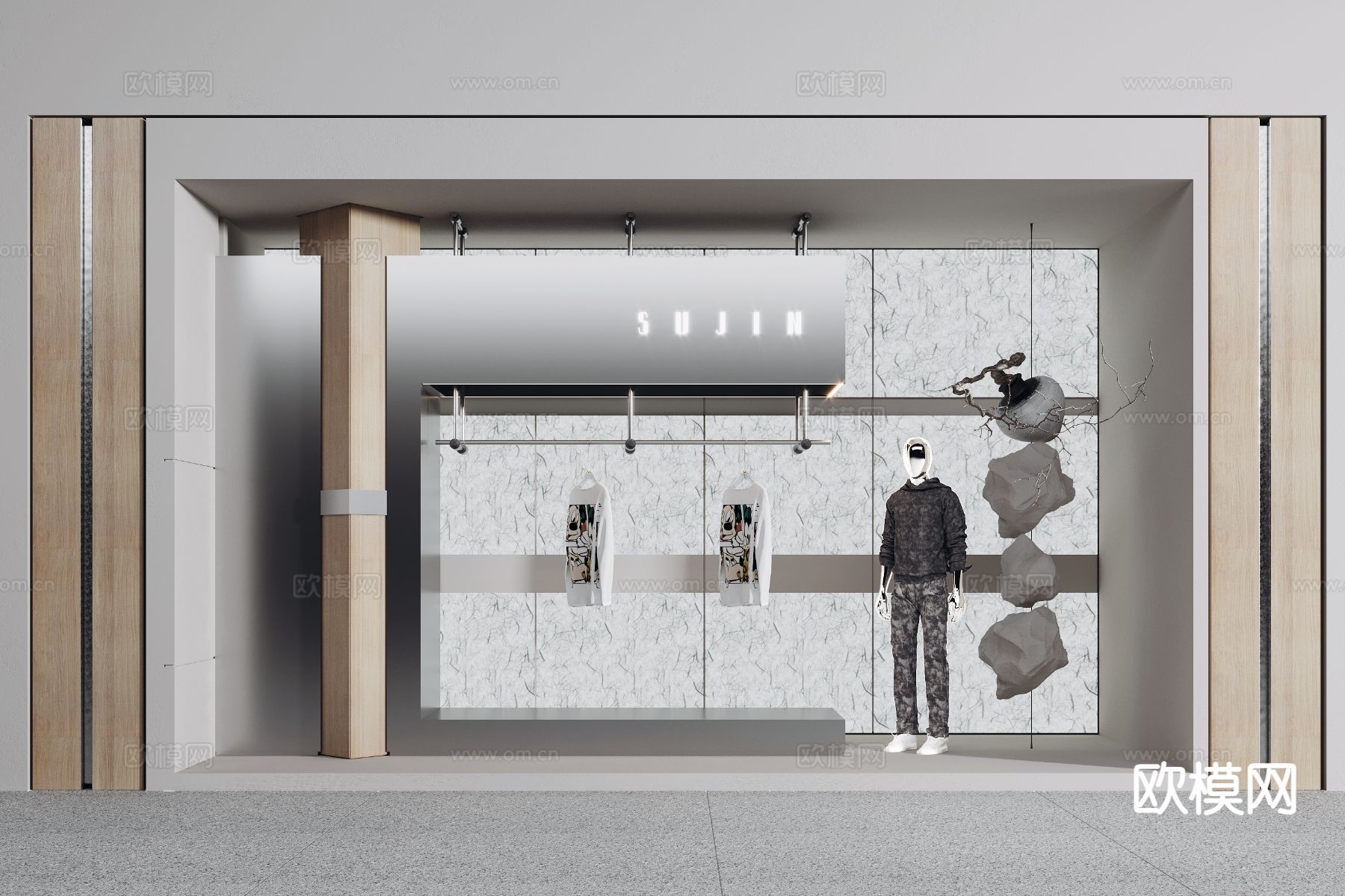 模特橱窗 橱窗美陈3d模型下载（渲染图1）