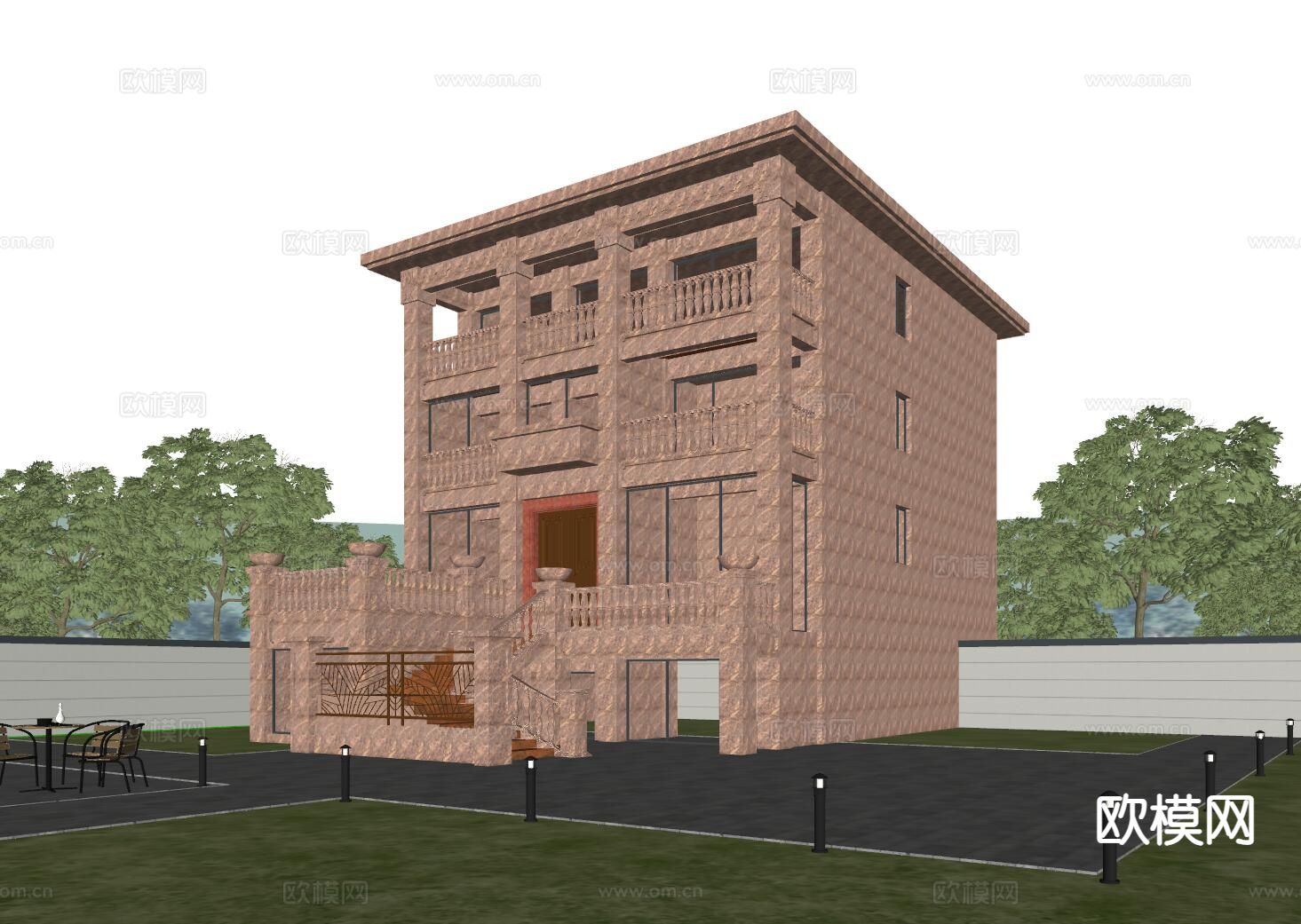 独栋别墅su模型下载（渲染图1）