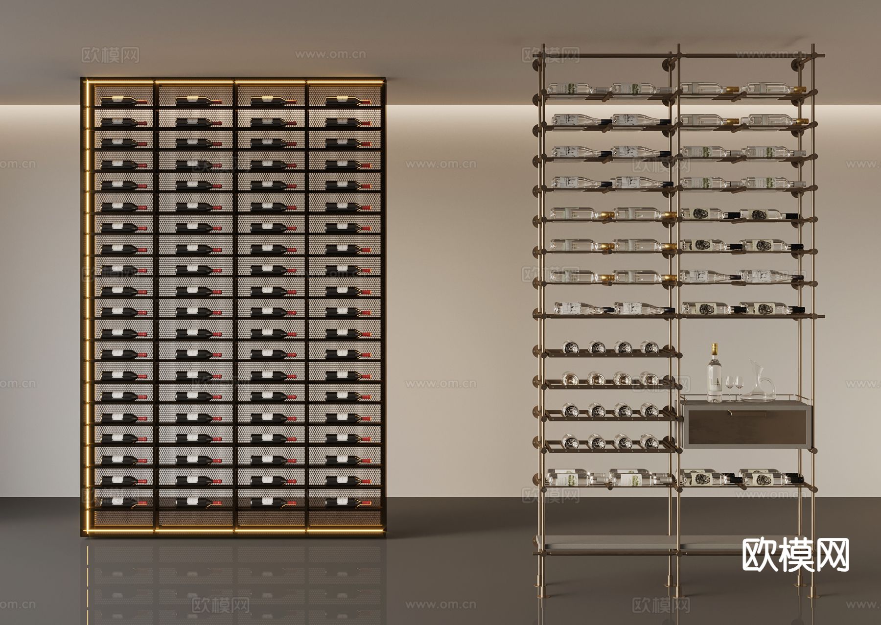 轻奢酒柜 酒架3d模型下载