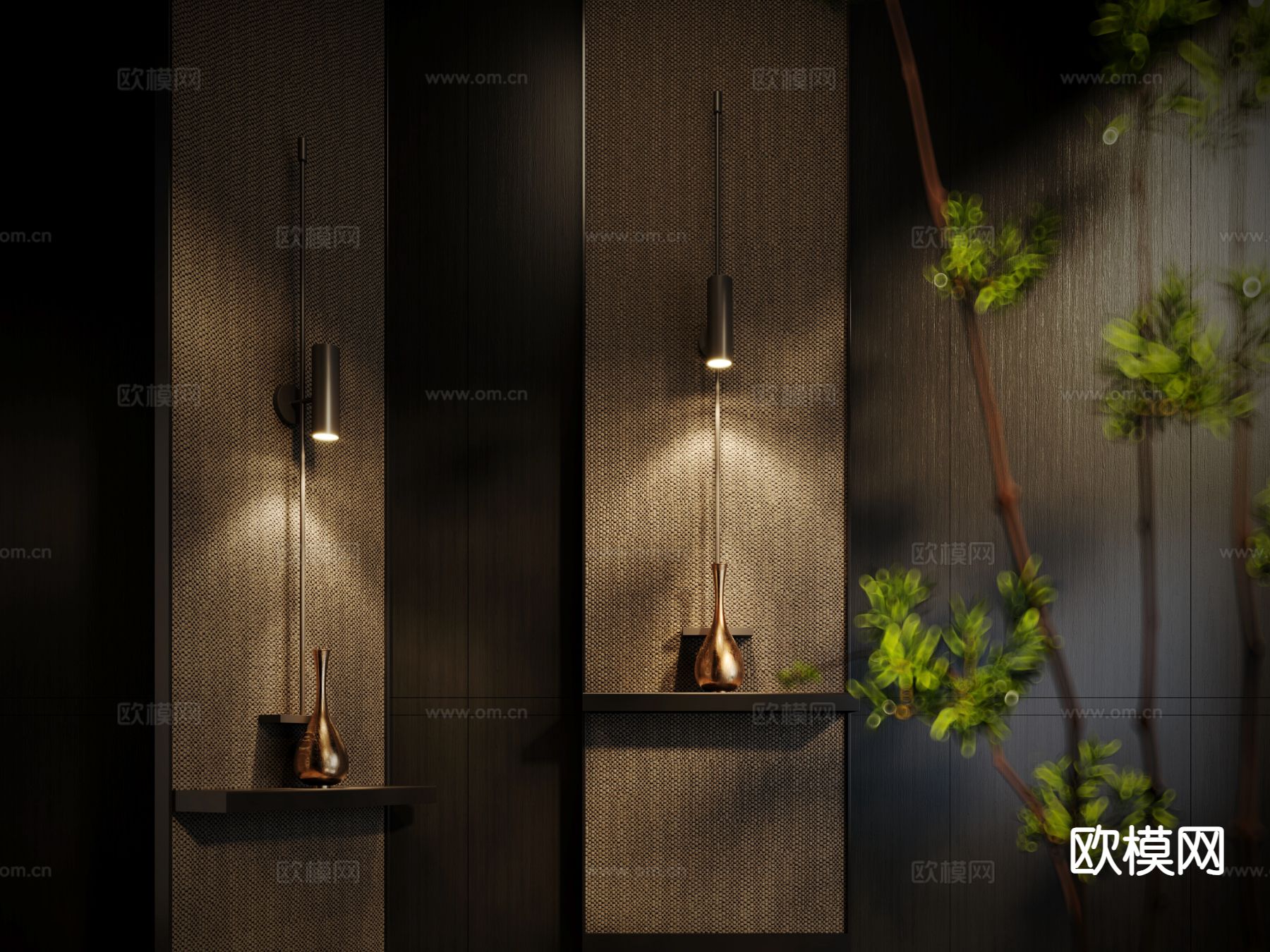 轻奢壁灯 金属壁灯 长条壁灯3d模型下载