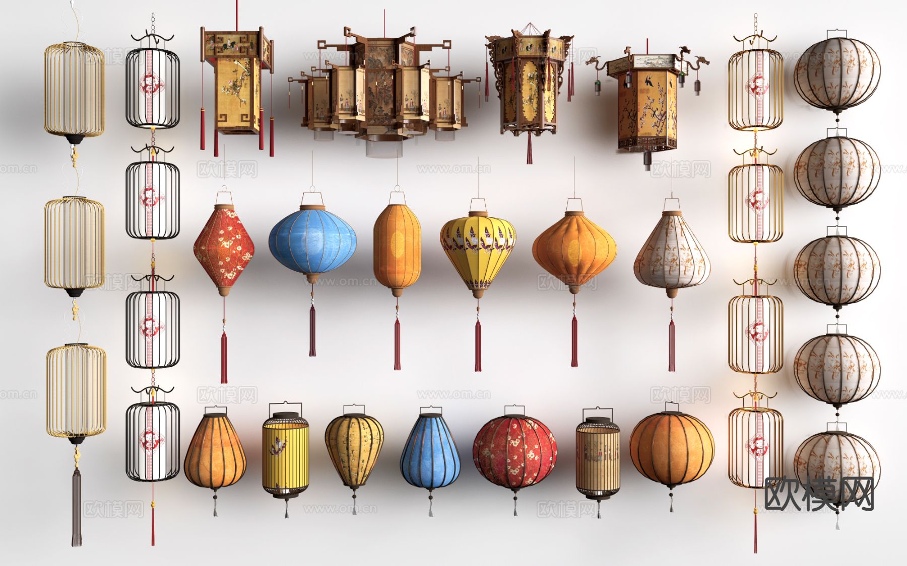 新中式灯笼 花灯 节庆灯 装饰灯su模型下载（渲染图2）
