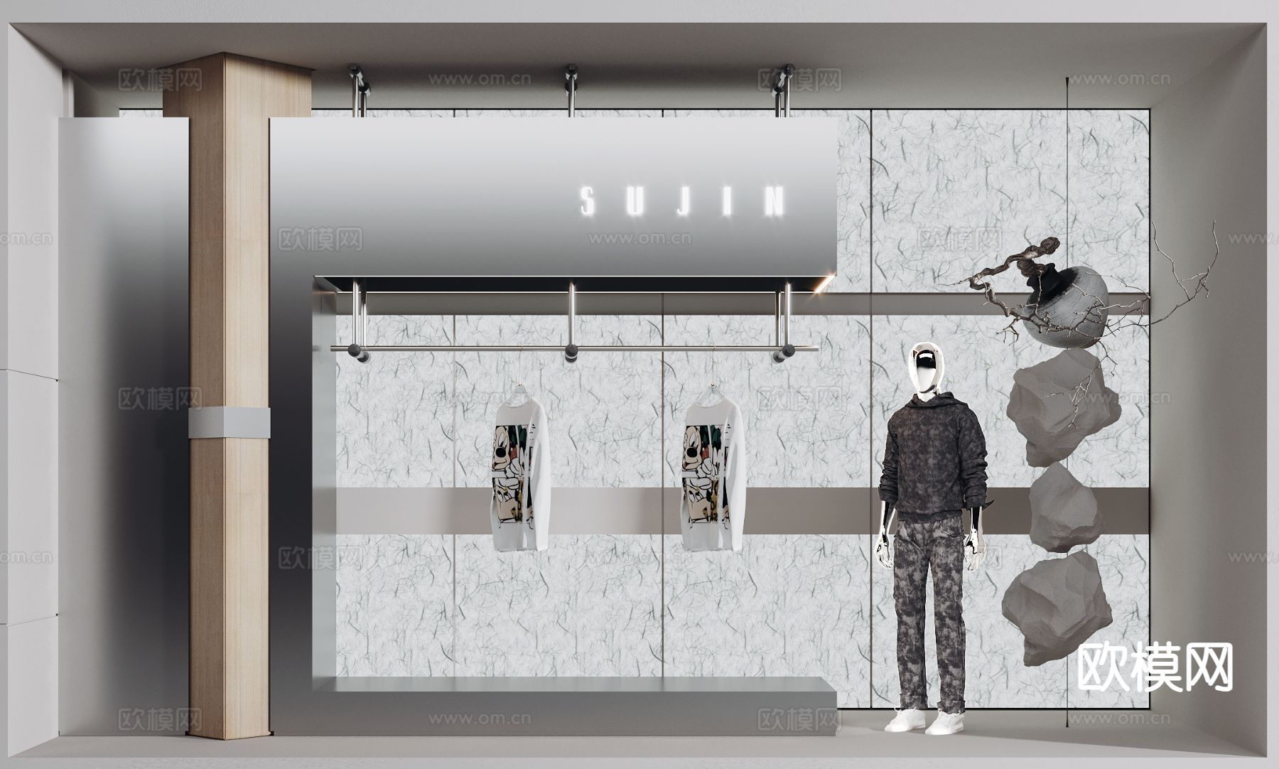 模特橱窗 橱窗美陈3d模型下载（渲染图2）