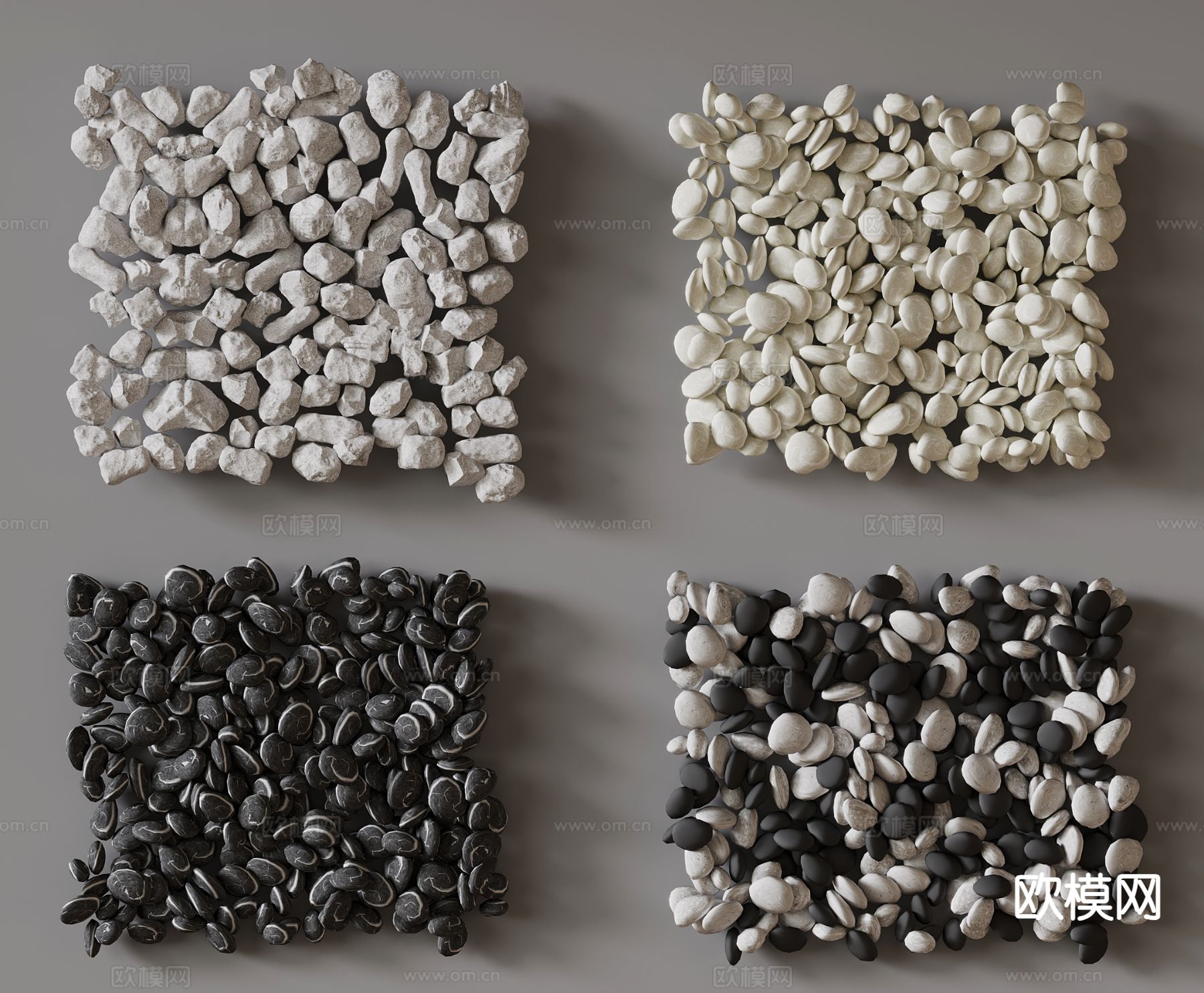 鹅卵石 石头地面3d模型下载