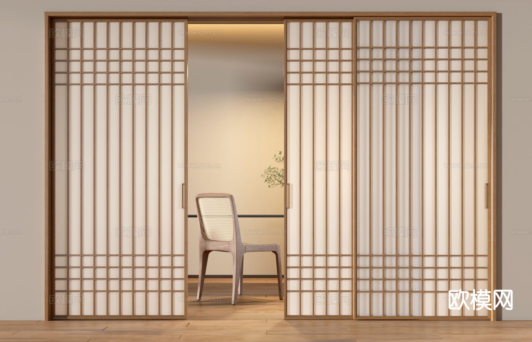 日式推拉门 移门3d模型下载