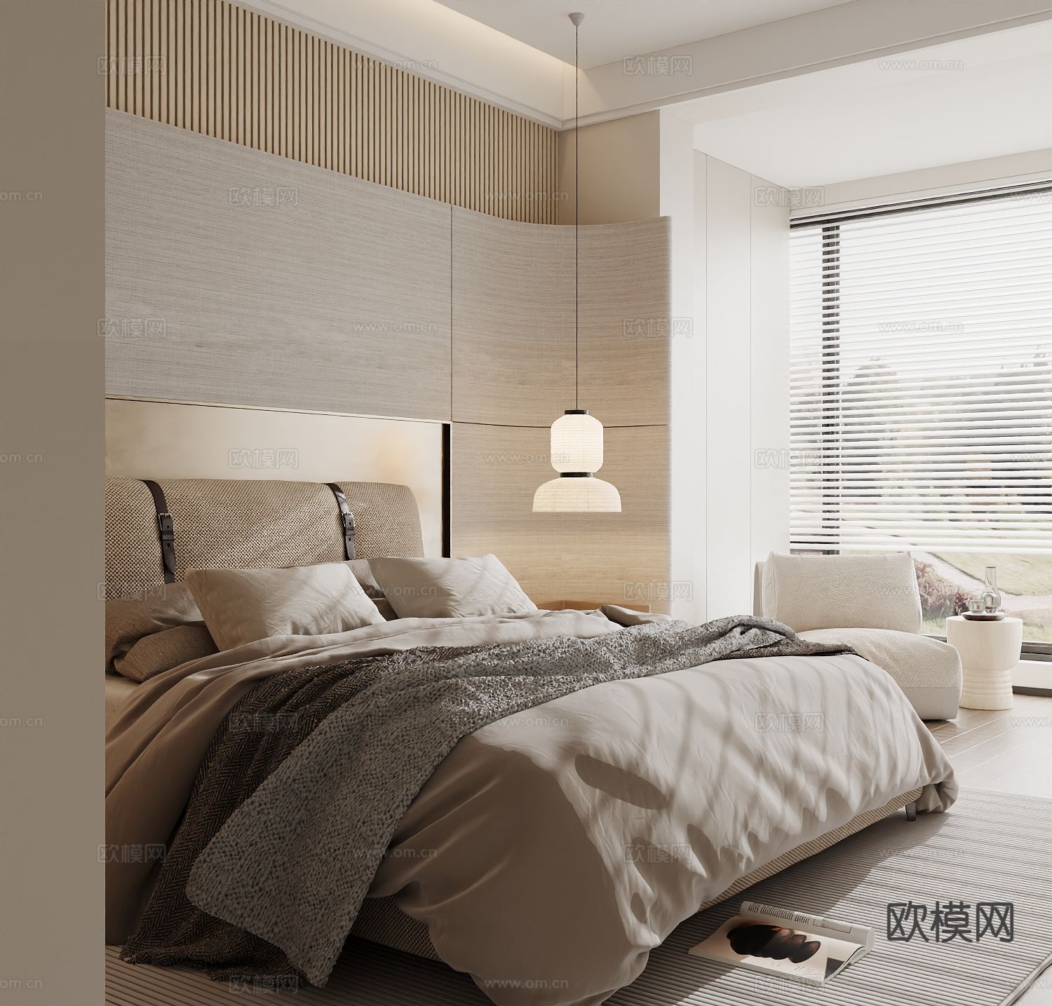 现代双人床3d模型下载