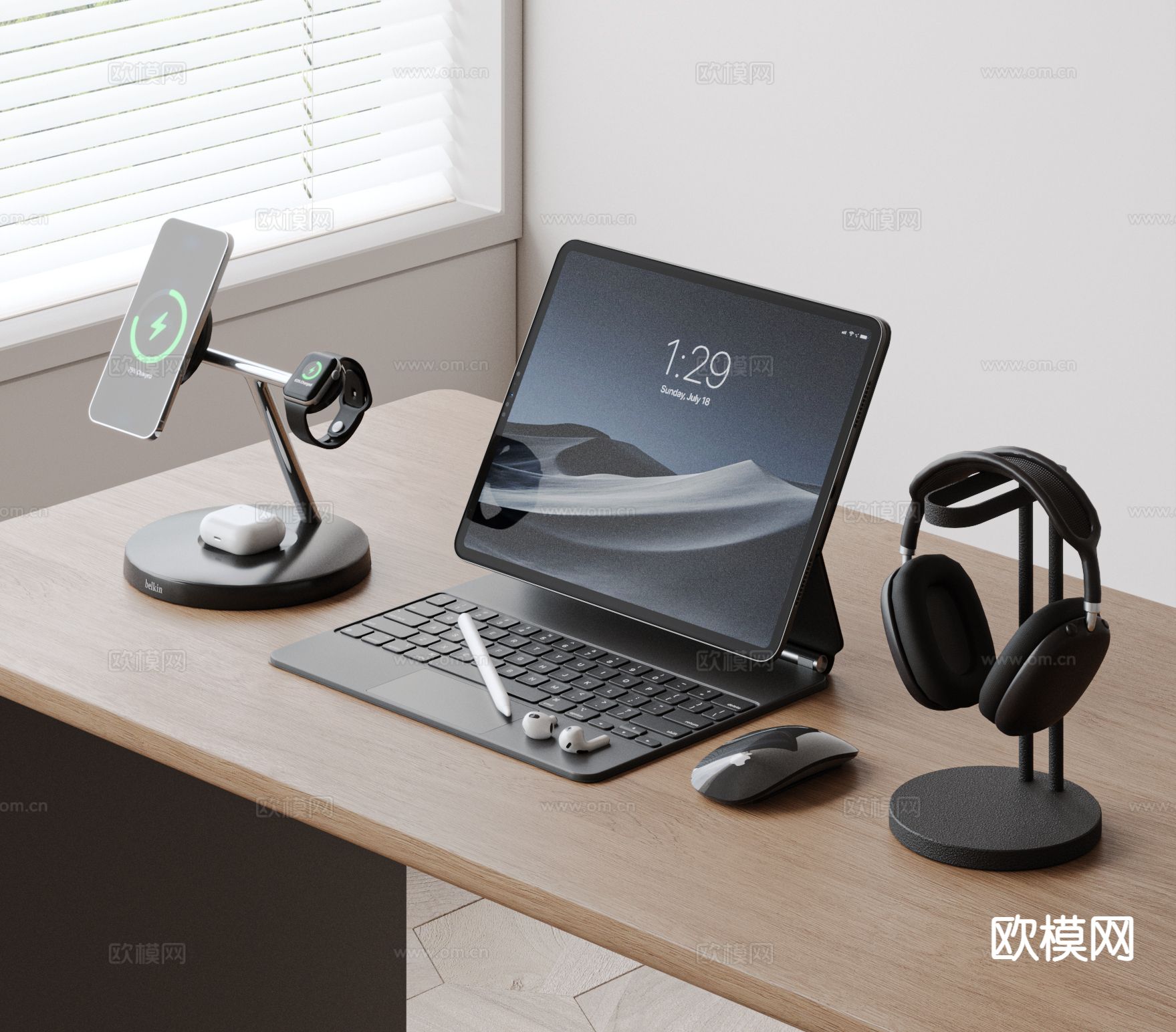 平板 电脑 手机 耳机 妙控键盘su模型下载（渲染图2）