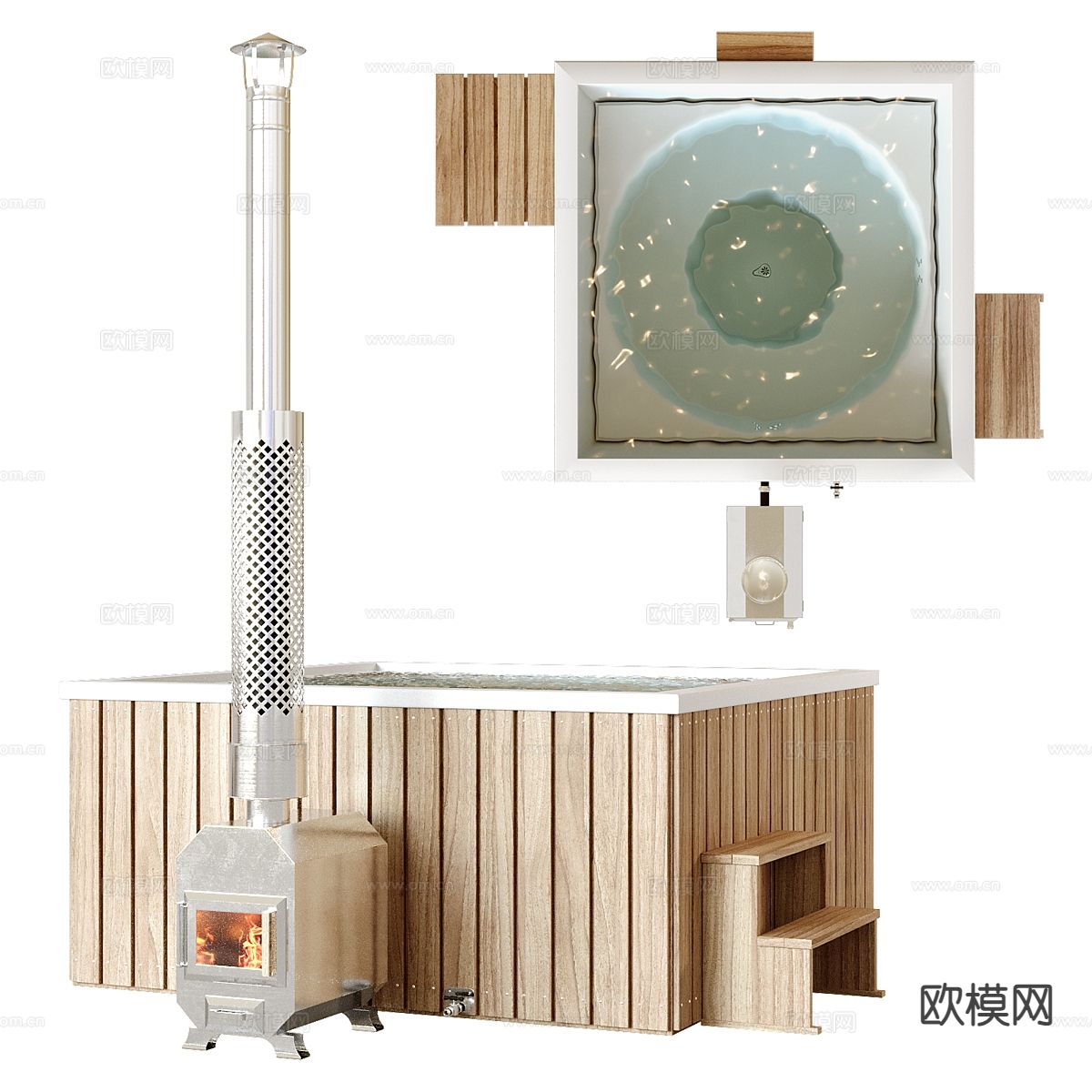温泉设备 浴池 按摩池3d模型下载