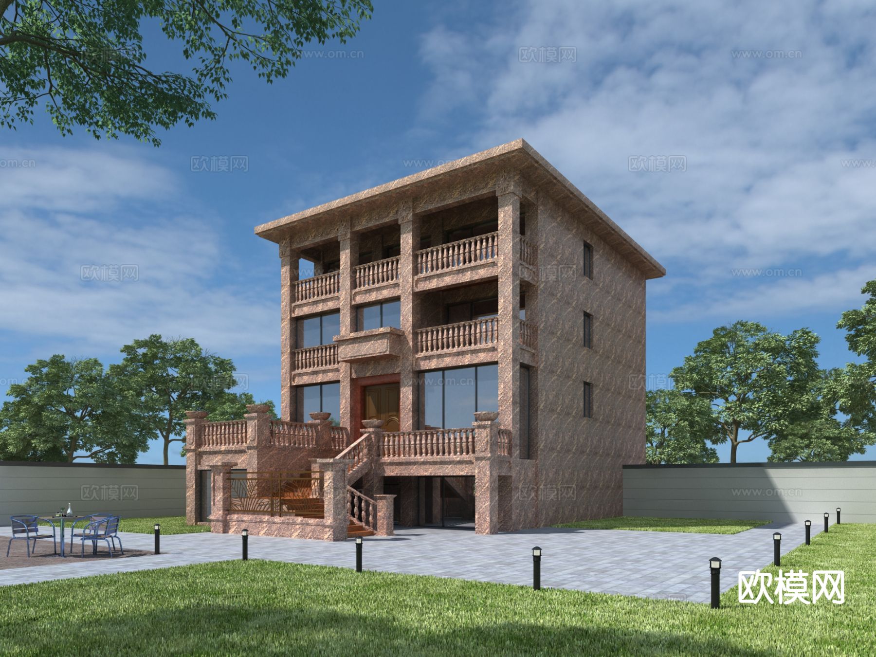 独栋别墅su模型下载（渲染图2）
