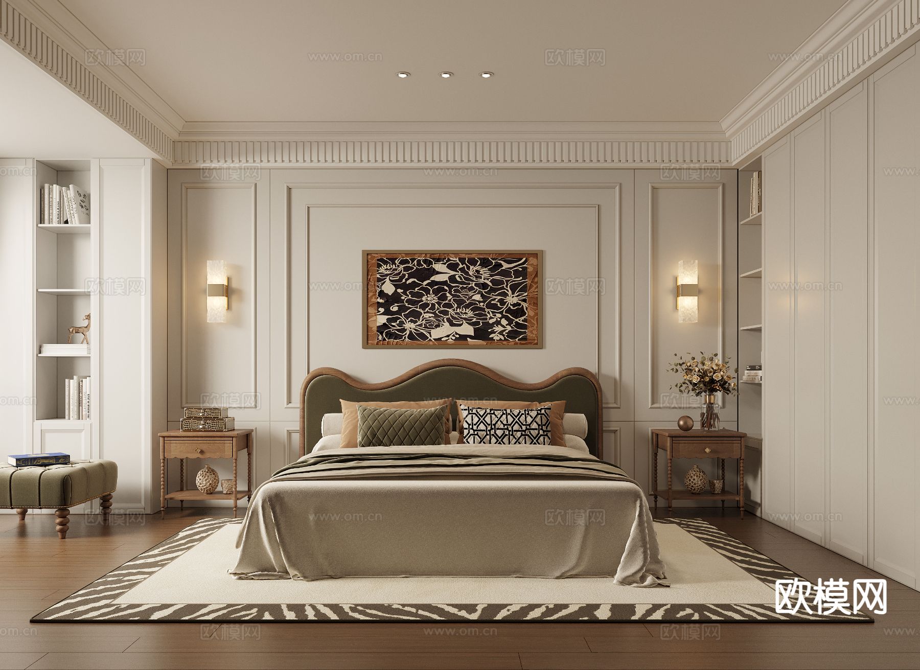 美式卧室 主卧3d模型下载