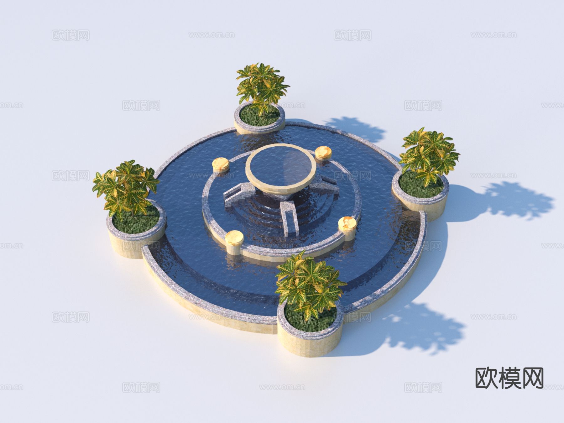 户外喷泉 花池3d模型下载