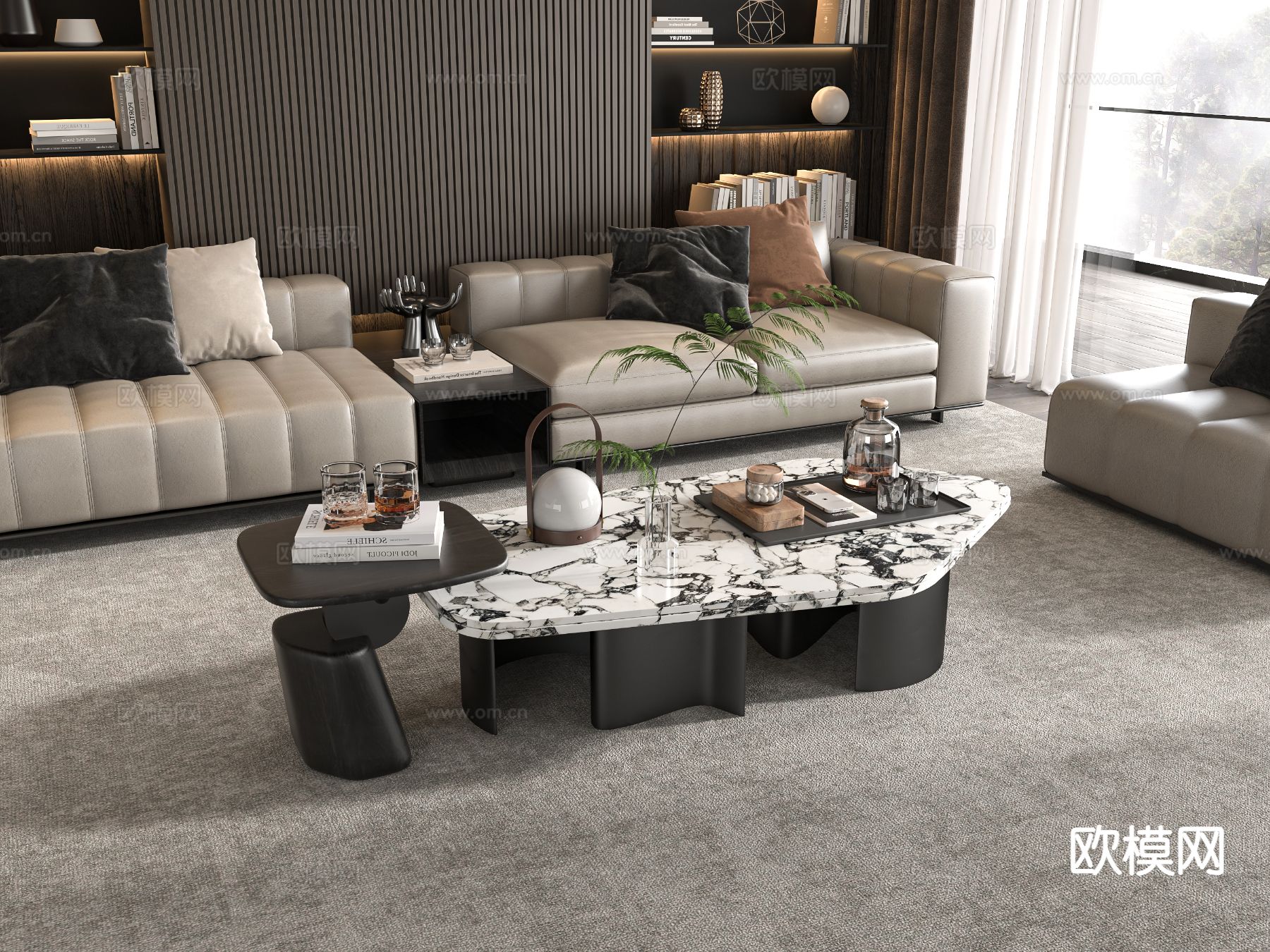 意式子母茶几su模型下载（渲染图2）