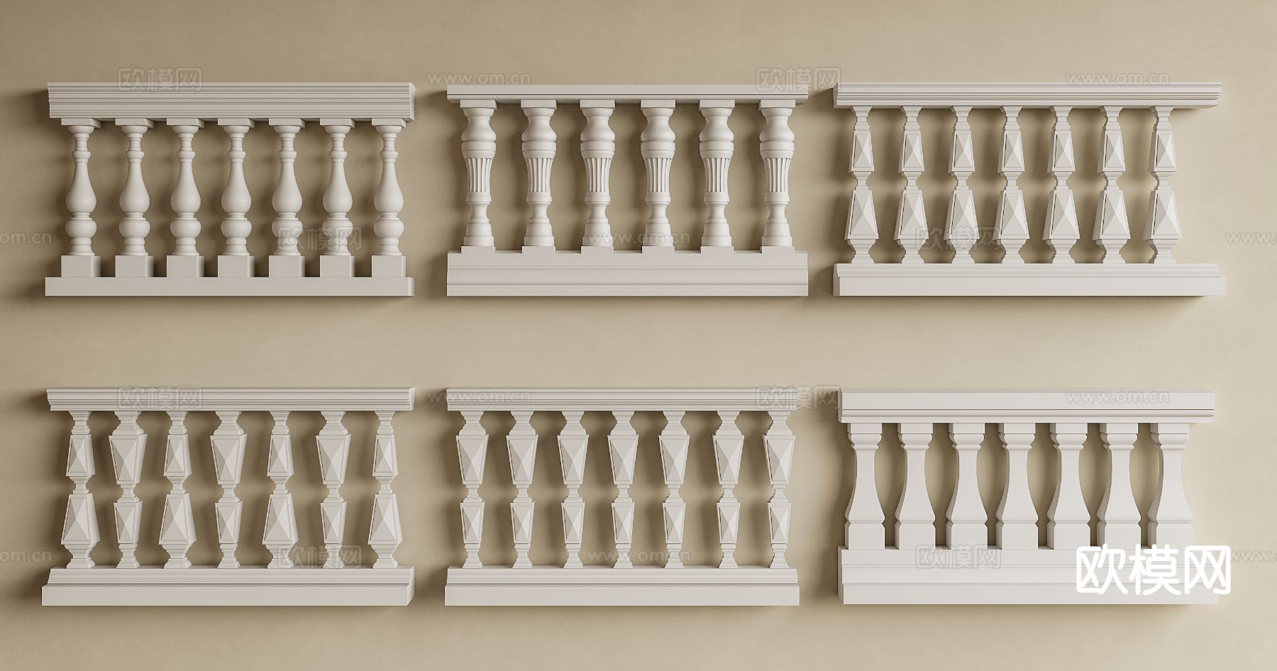 法式栏杆 石栏杆  围栏 护栏3d模型下载