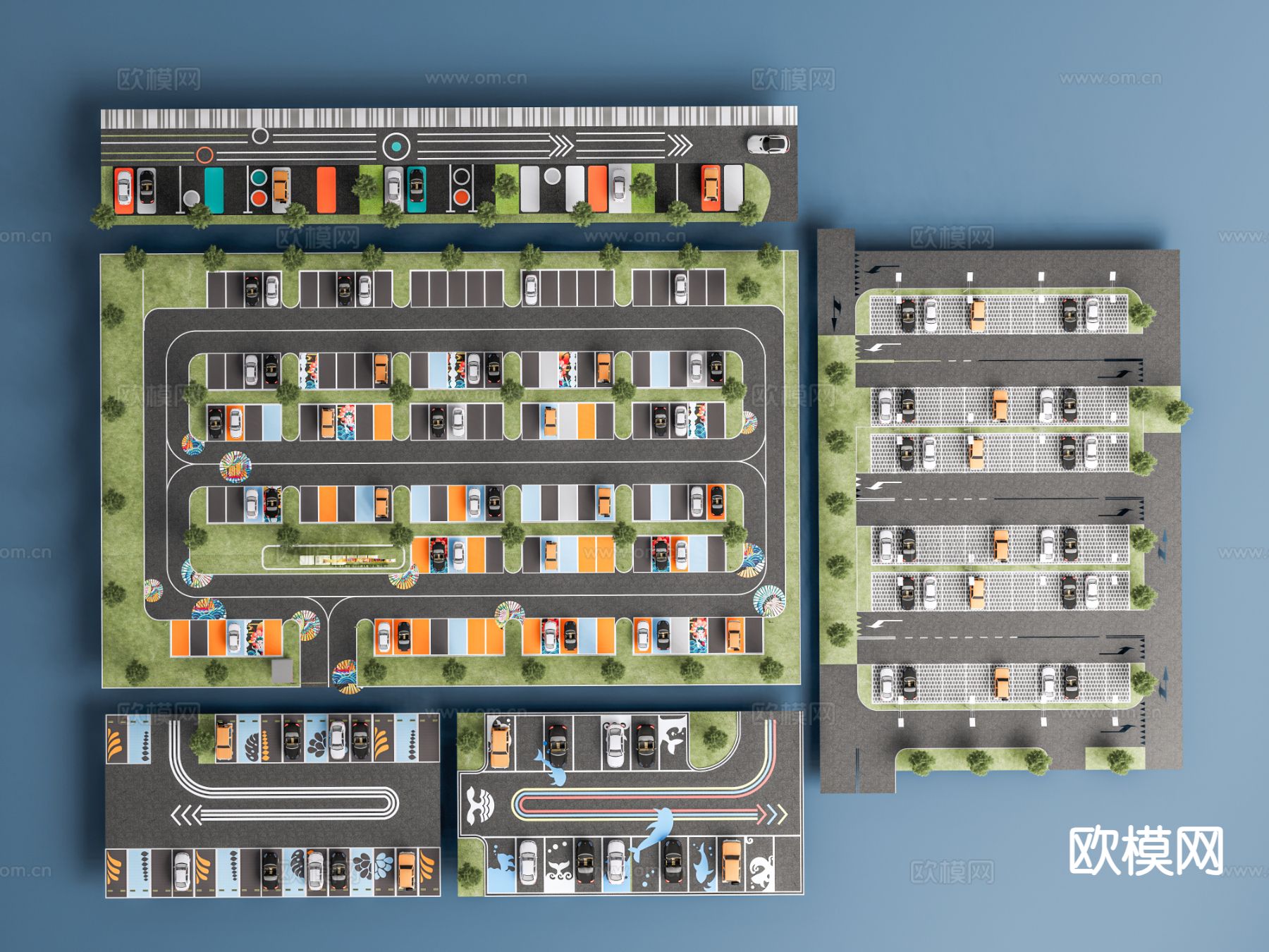 现代停车场 户外停车场3d模型下载（渲染图1）