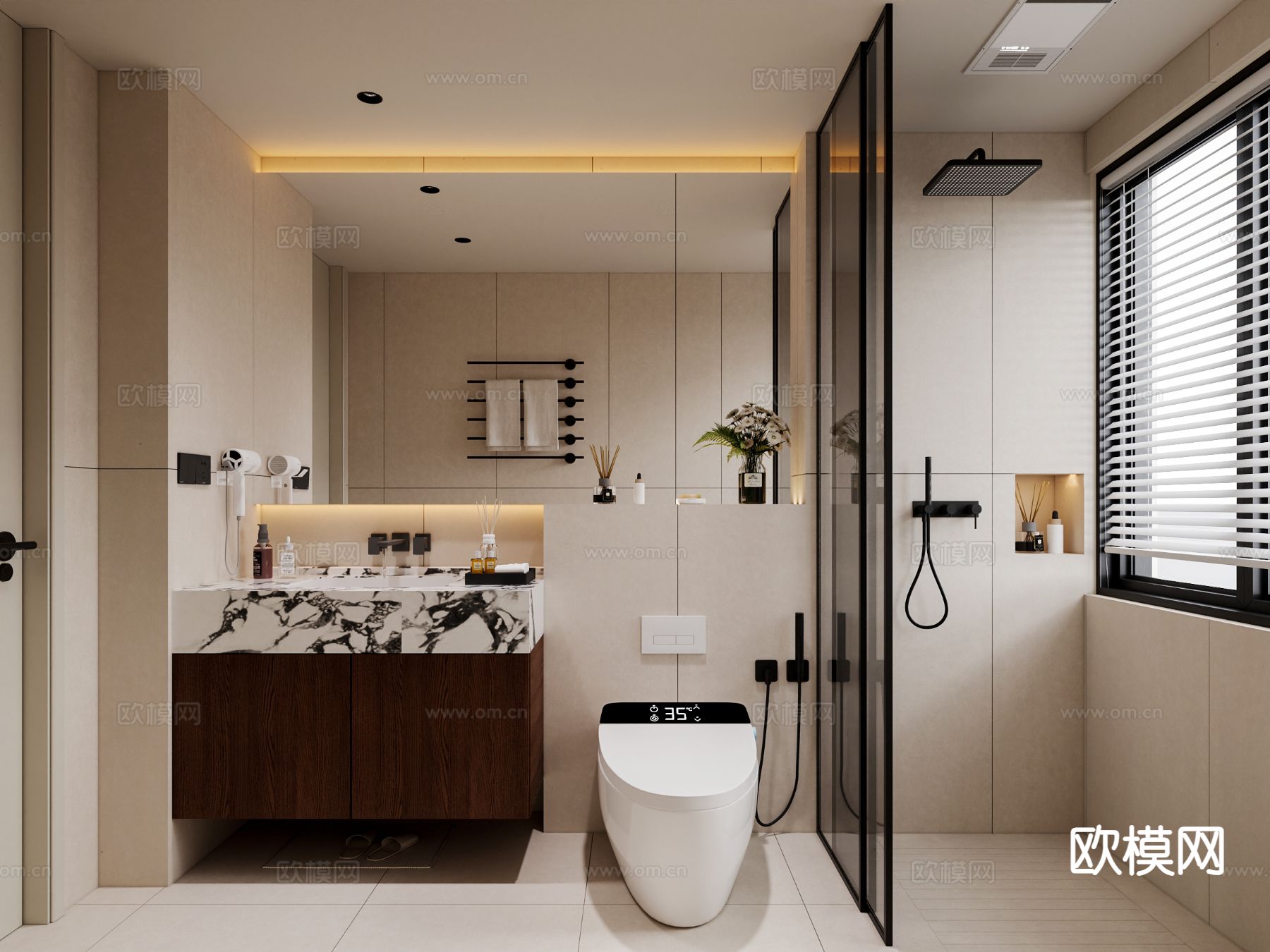 法式卫生间 洗手间3d模型下载