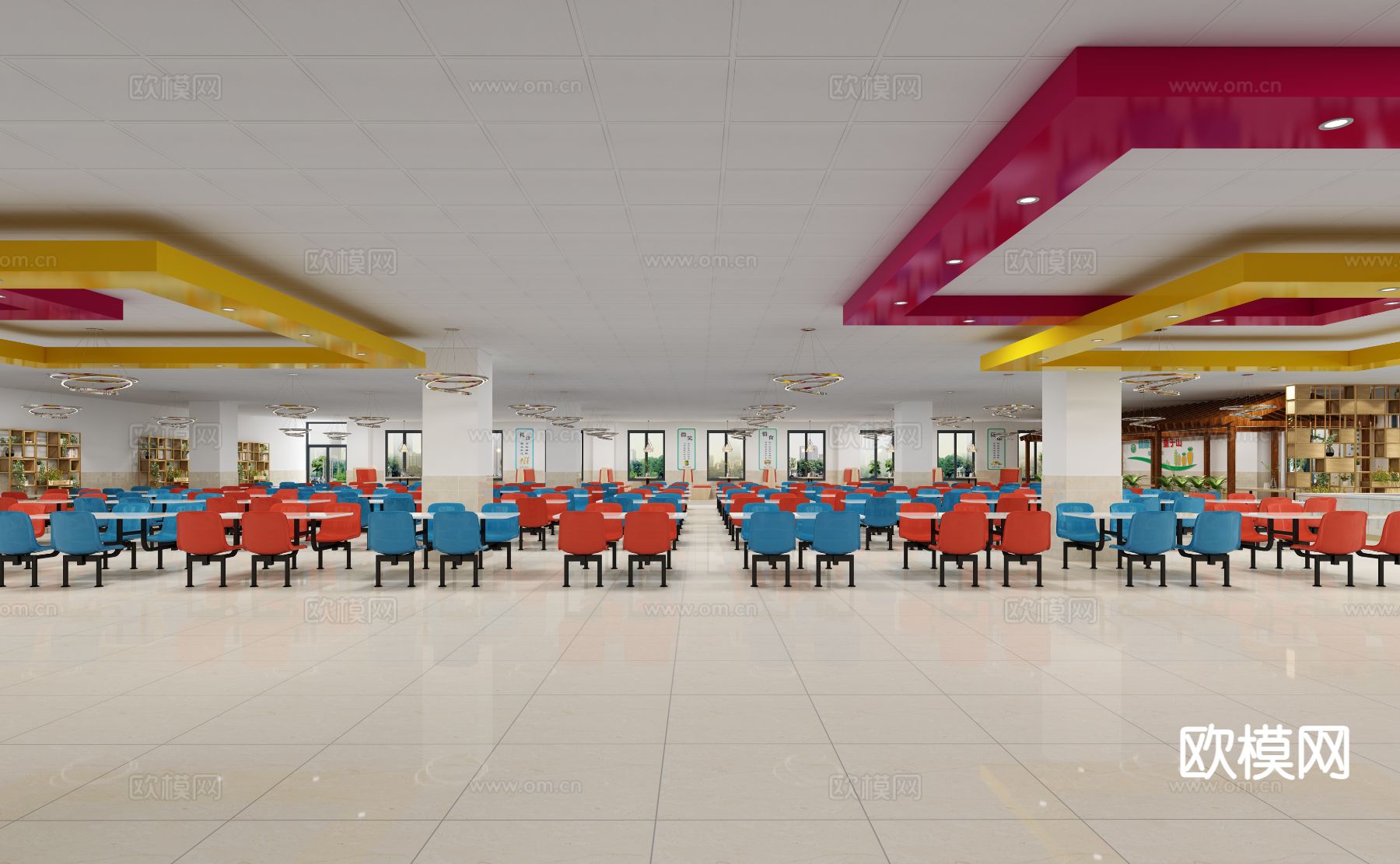 现代食堂3d模型下载（渲染图2）