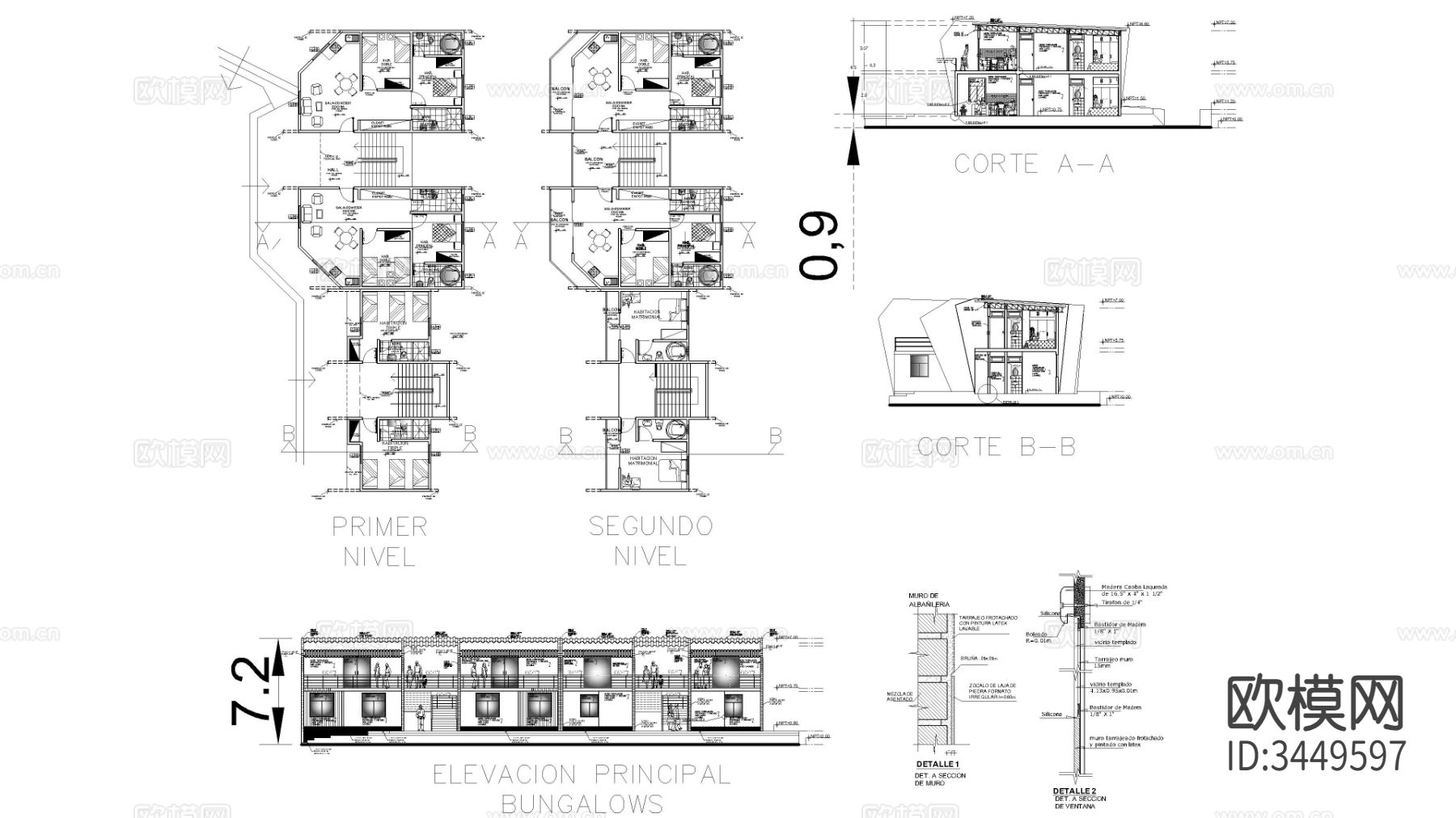 双层平房CAD施工图下载