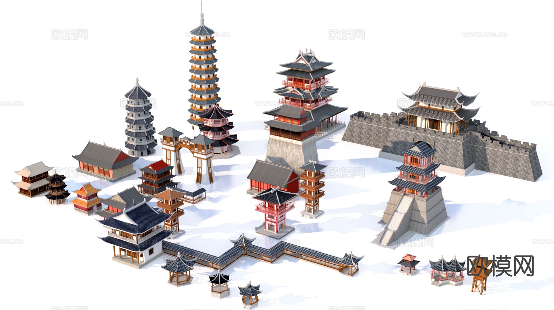 中式古建筑宝塔 观景塔 3d模型下载