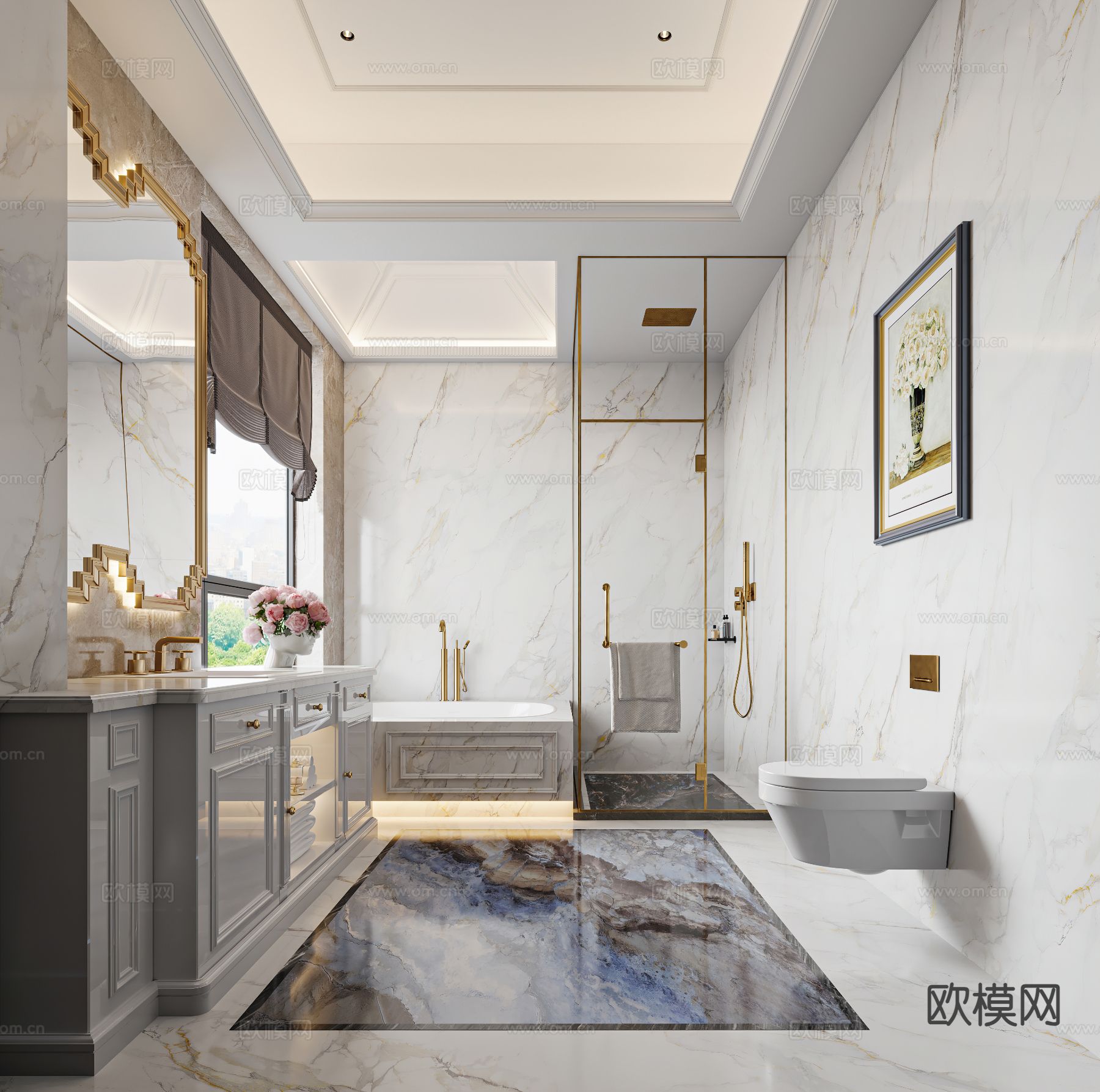 欧式卫生间 浴室 洗手间3d模型下载