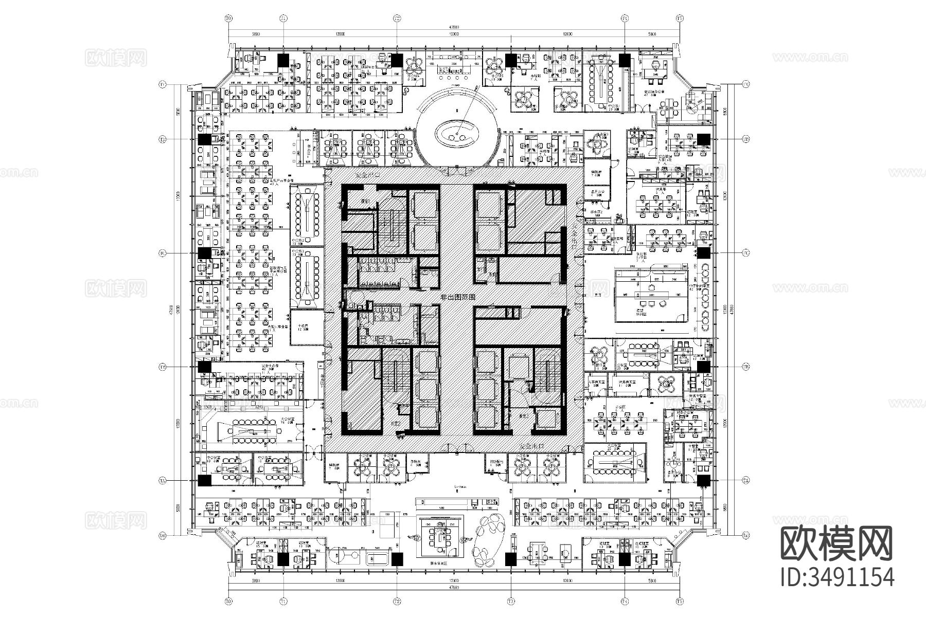 办公室装修设计工装空间会议经理室写字楼室内效果图cad施工图下载（渲染图7）