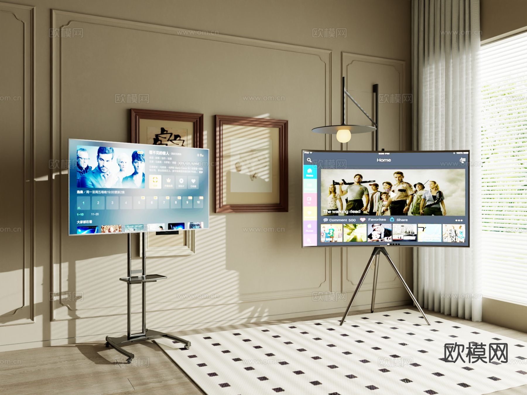 现代电视 支架电视机3d模型下载