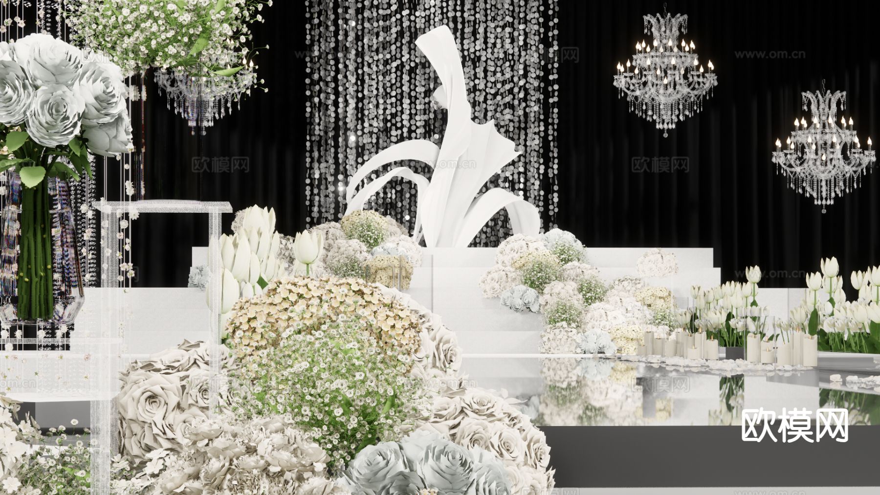 水晶吊顶婚礼su模型下载（渲染图4）