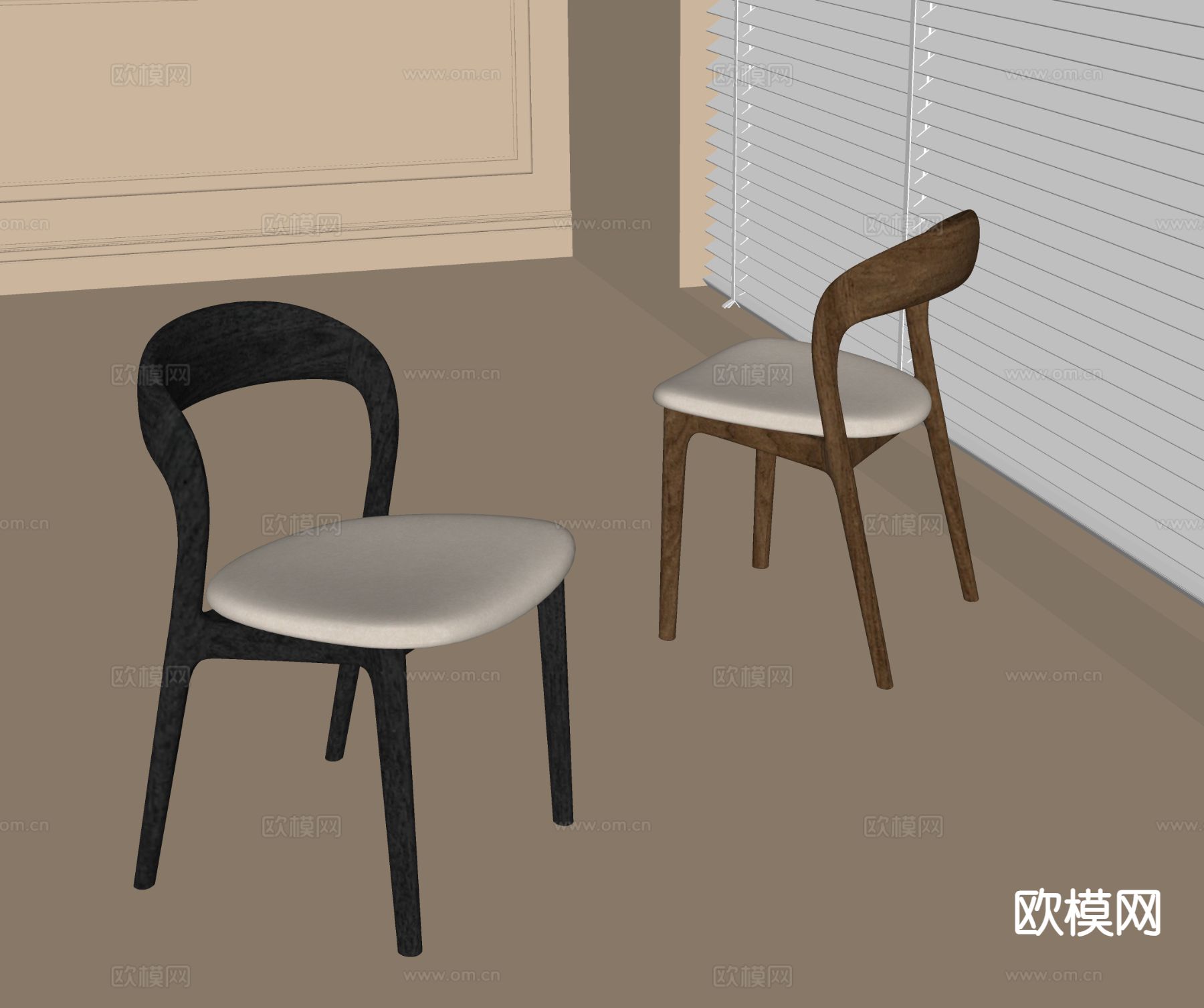 现代餐椅 单椅 休闲椅su模型下载（渲染图1）