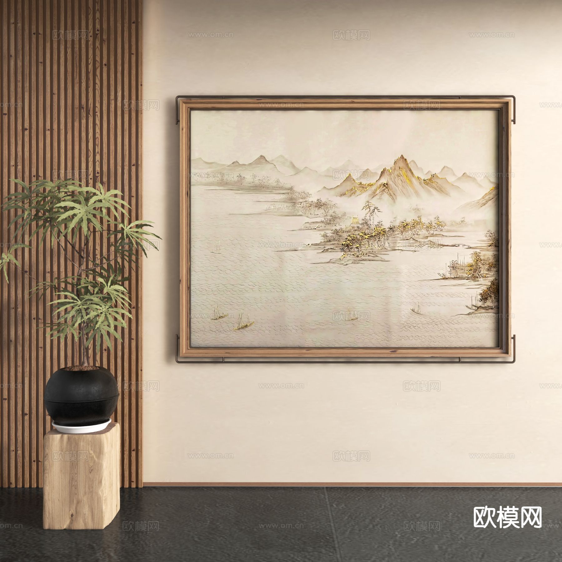 日式装饰画 挂画su模型下载（渲染图2）