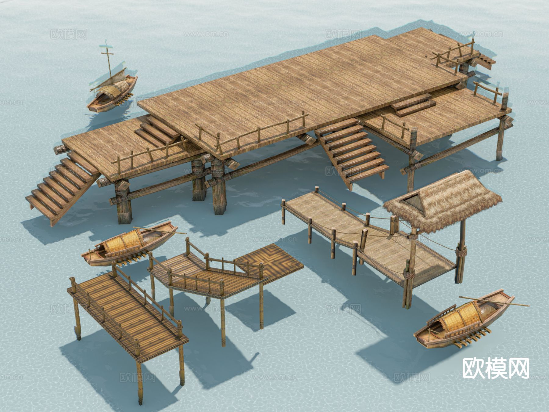 现代乌篷船 渔船 木船 3d模型下载